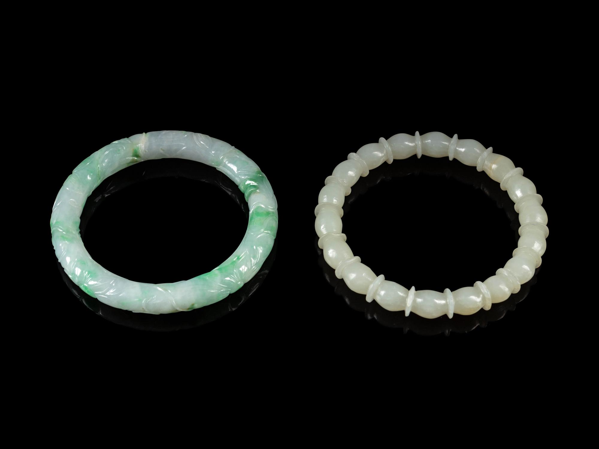 Two Jade and Jadeite Bangles