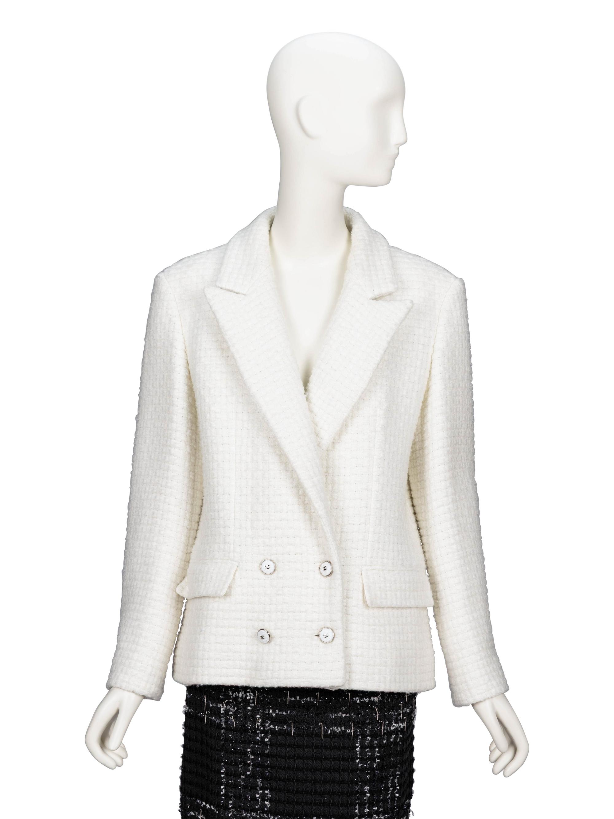 Chanel, White Tweed Tailored Jacket