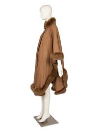 Two Bleu Kognac Fur Trimmed Capes