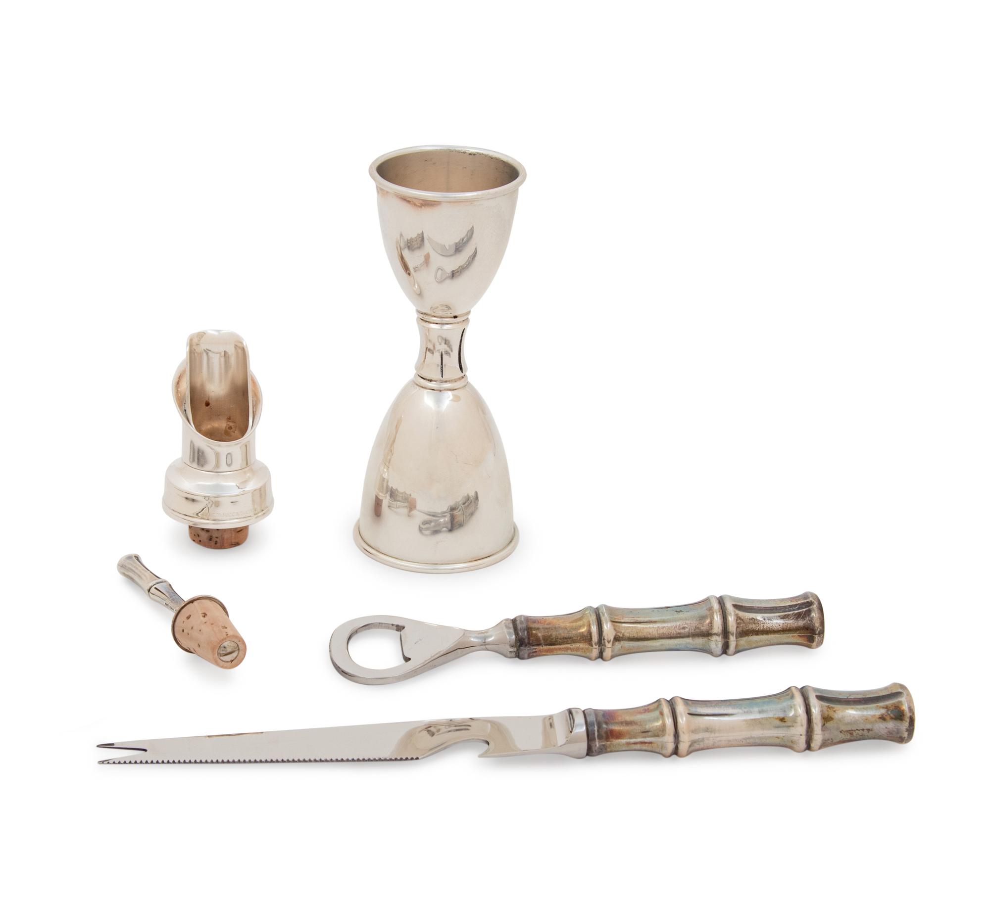 A Group of Four Tiffany & Co. Silver Bamboo Pattern Bar Articles