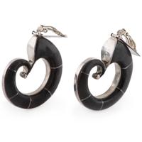 Silver and Ironwood Clip Earrings