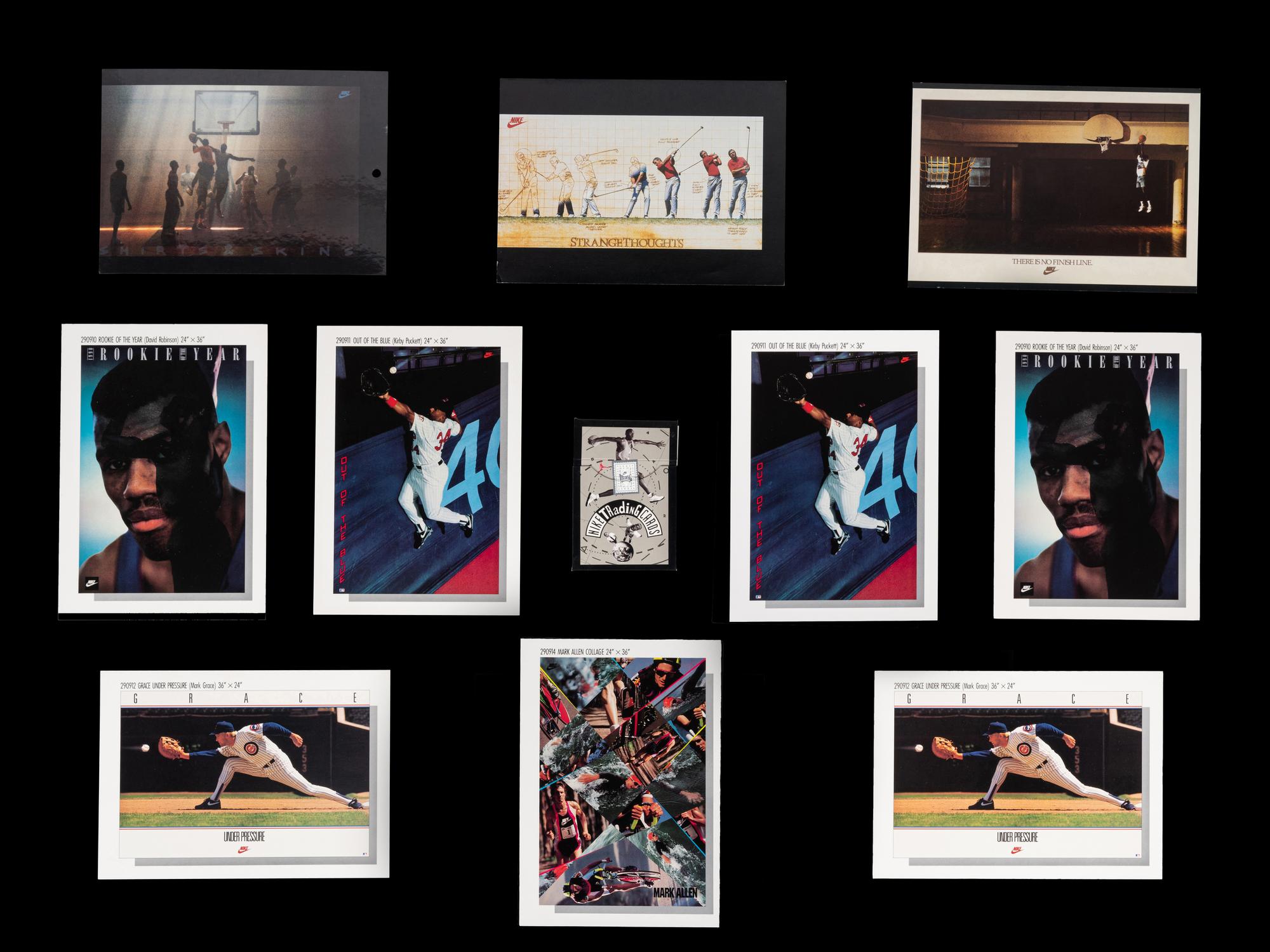 A Group of Vintage Nike Cards Including 1991 Michael Jordan Set and Poster Cards