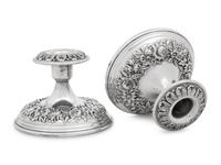 Two Pairs of S. Kirk and Son Repousse Silver Candlesticks