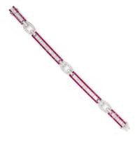An Art Deco Platinum, Diamond and Ruby Bracelet, Black Starr and Frost, 19.00 dwts.