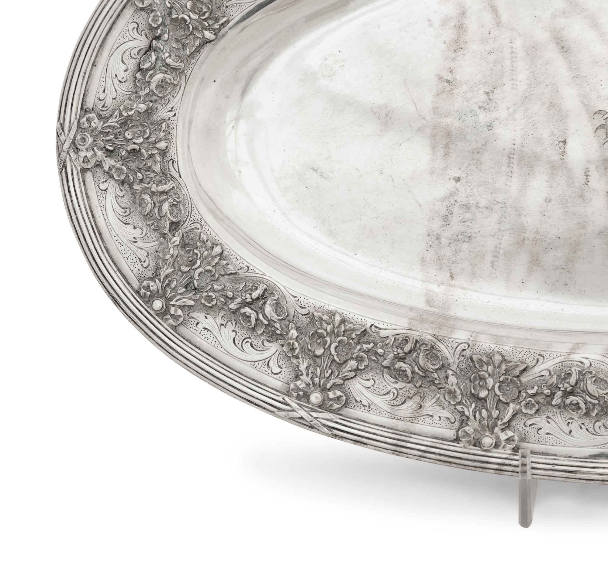 A Continental Silver Oval Serving Platter