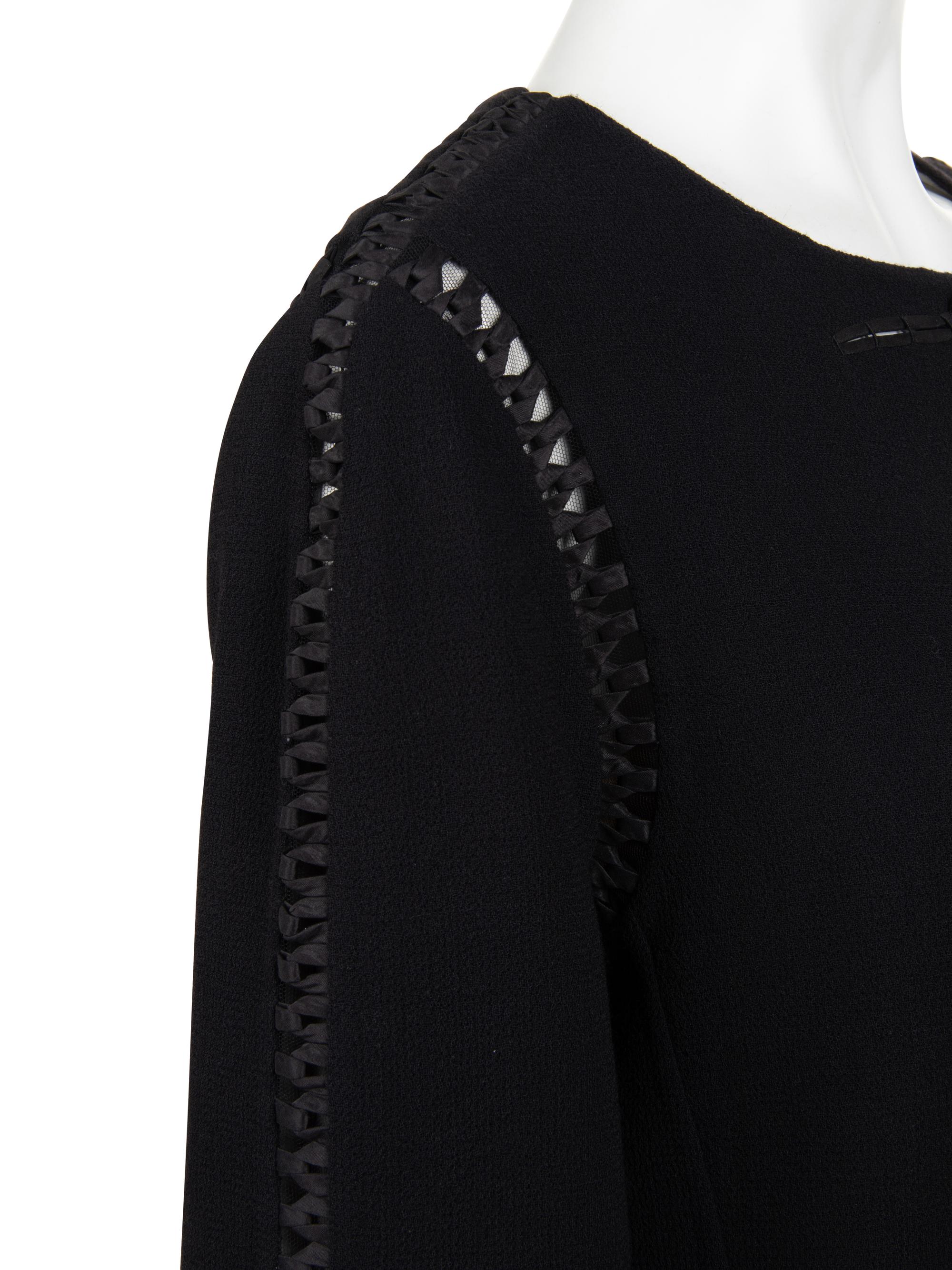 Ralph Rucci Wool Crepe Jacket with Satin Ribbon Seaming