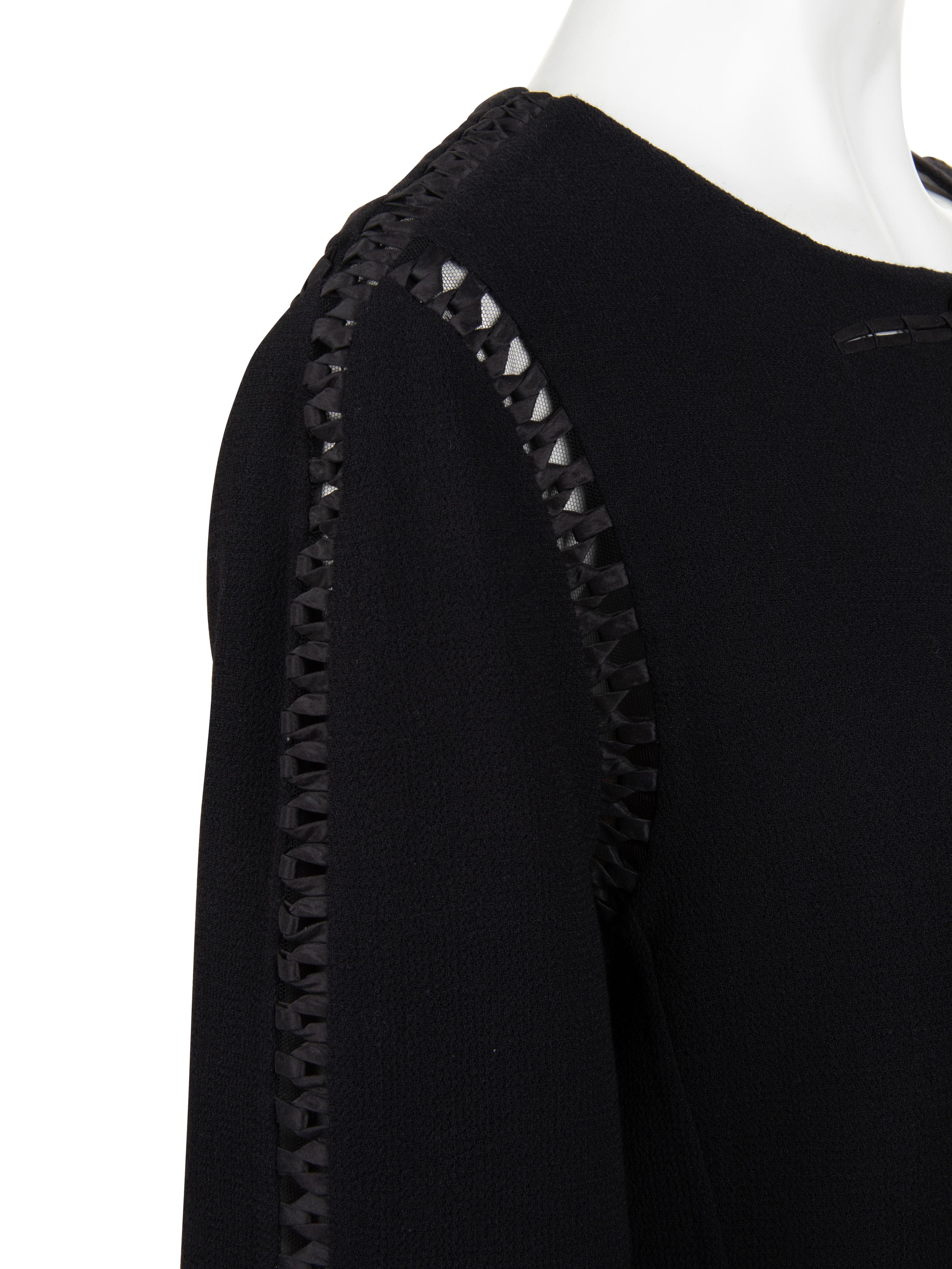 Ralph Rucci Wool Crepe Jacket with Satin Ribbon Seaming