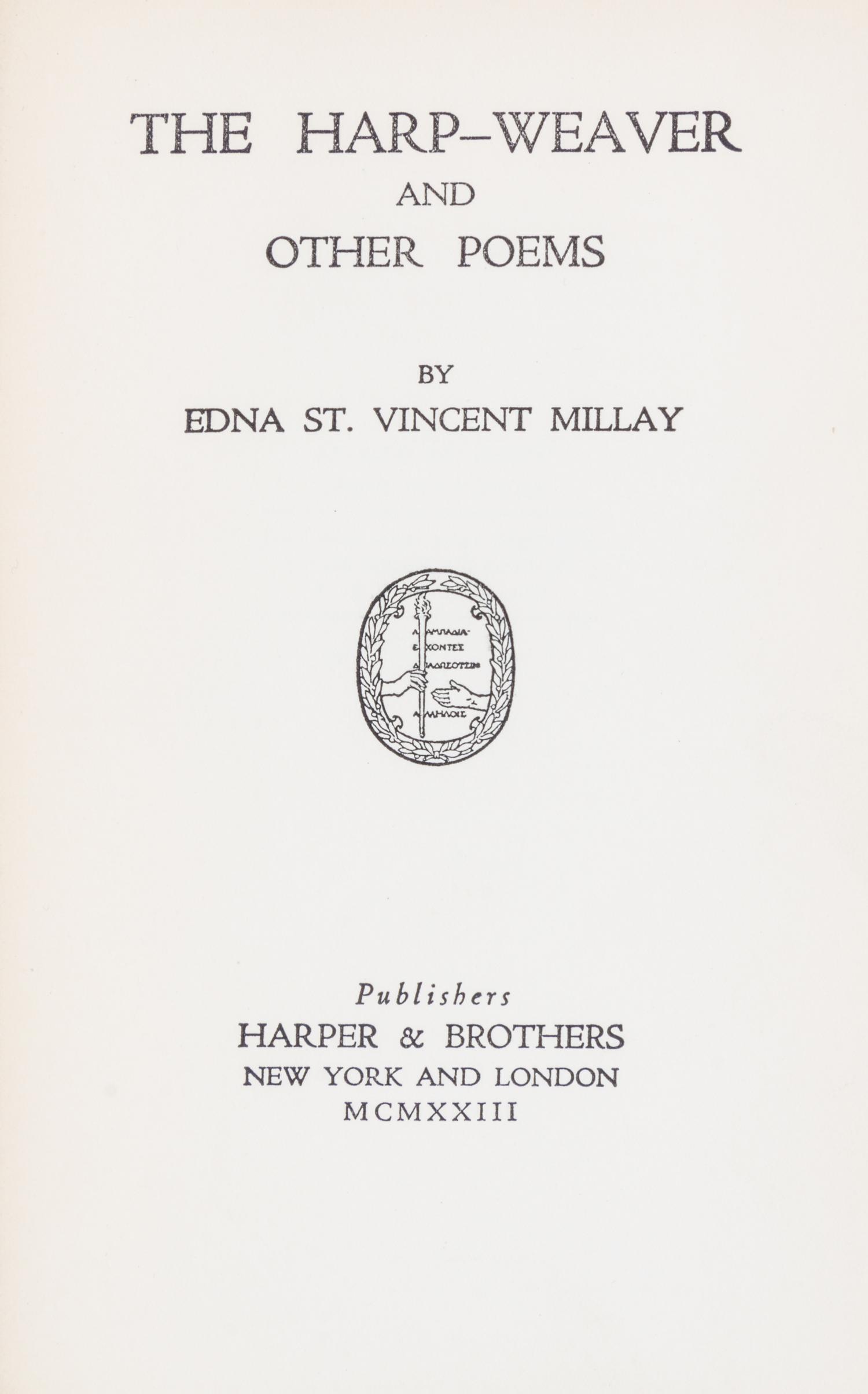 MILLAY, EDNA ST VINCENT. A group of six first editions.