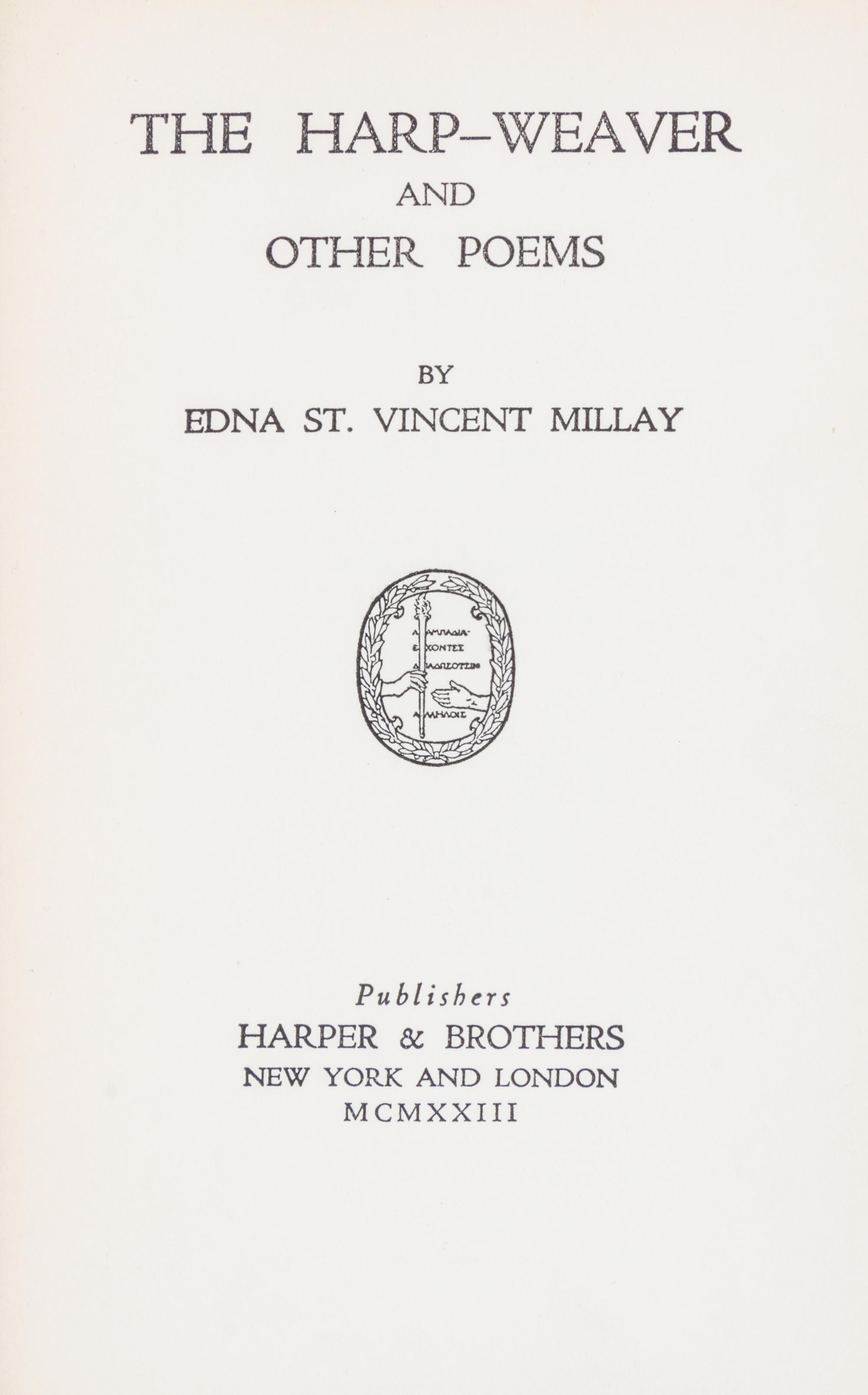 MILLAY, EDNA ST VINCENT. A group of six first editions.