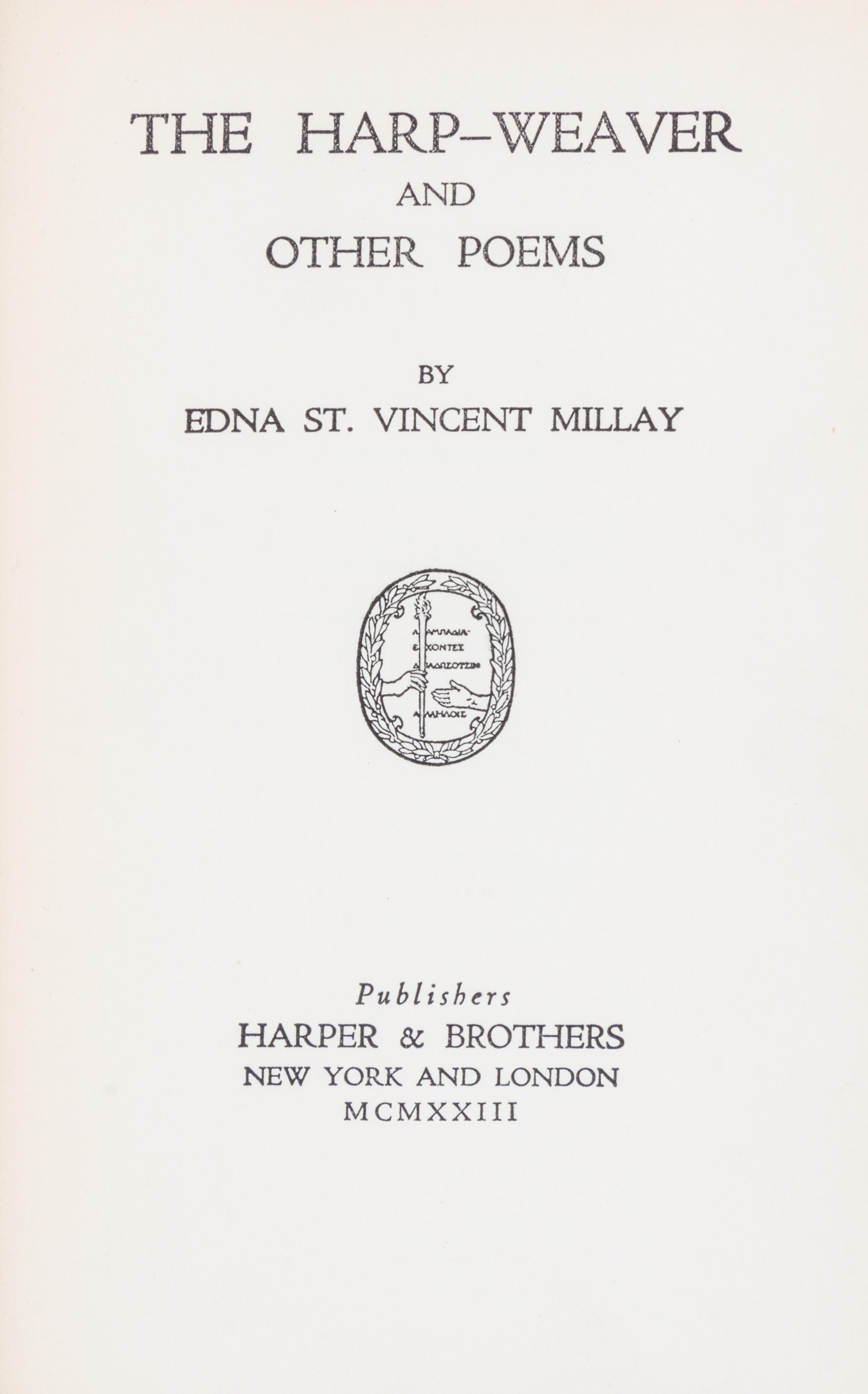 MILLAY, EDNA ST VINCENT. A group of six first editions.