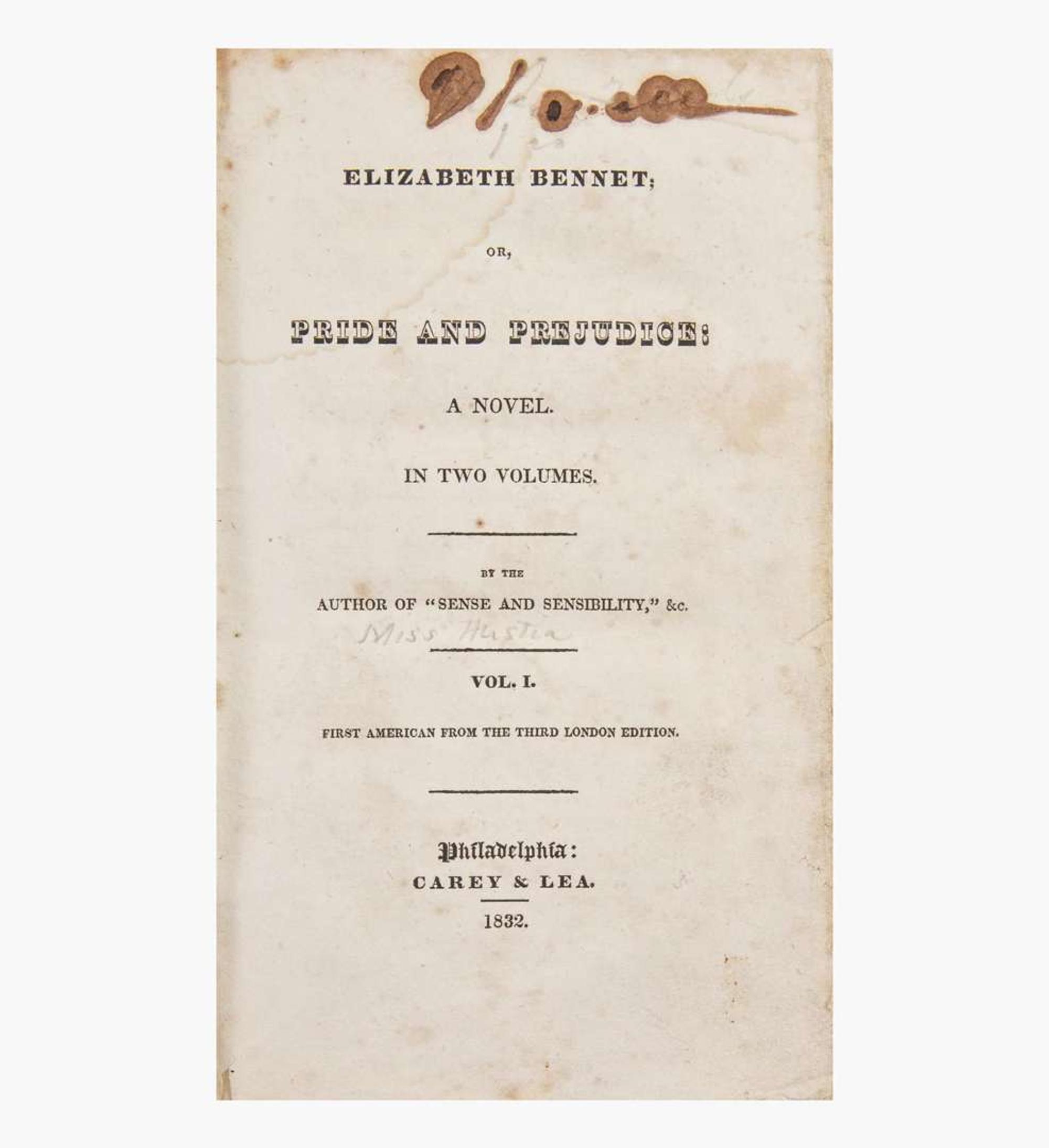 [Literature] (Austen, Jane) Elizabeth Bennet; or, Pride and Prejudice: A Novel