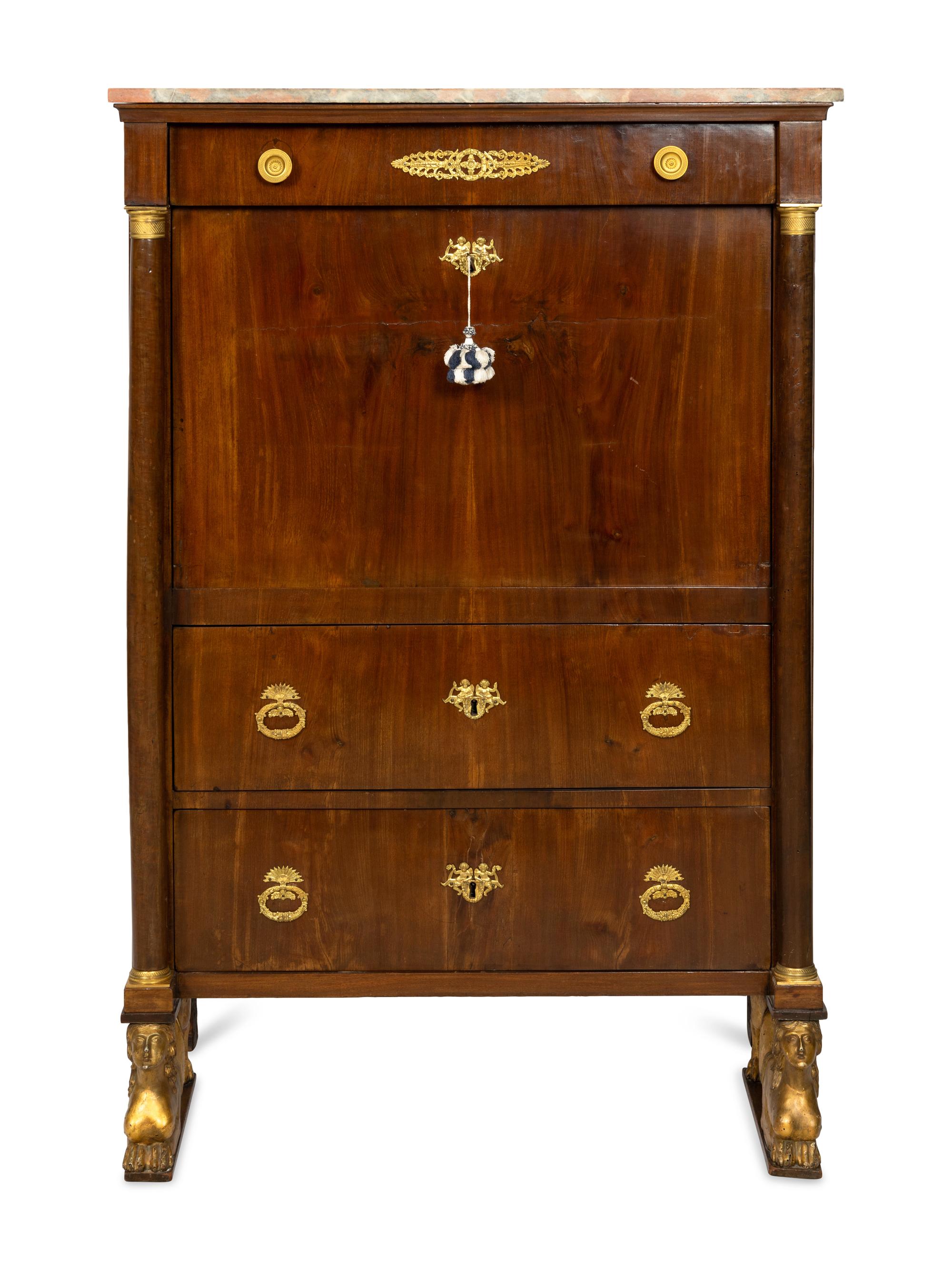 An Empire Style Secrétaire à Abattant with Marble Top by Ipolito Ceri