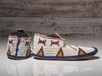 Cheyenne Beaded Hide Moccasins, with Thunderbirds