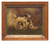 Anglo-American School 19th Century, A Portrait of Two Wire Haired Fox Terriers