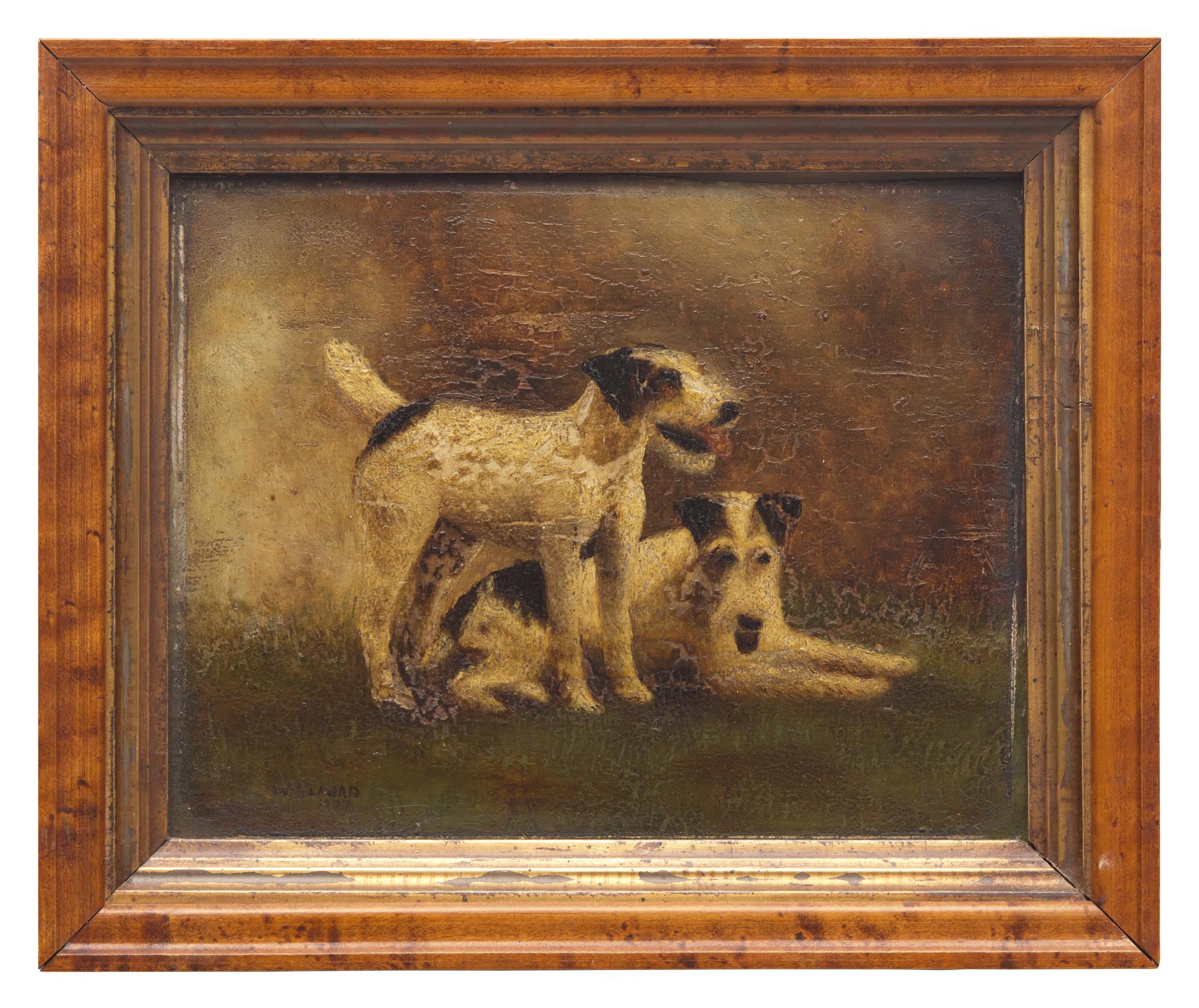 Anglo-American School 19th Century, A Portrait of Two Wire Haired Fox Terriers