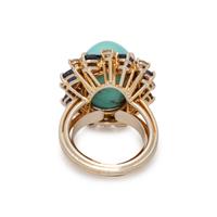 TURQUOISE, DIAMOND AND SAPPHIRE RING