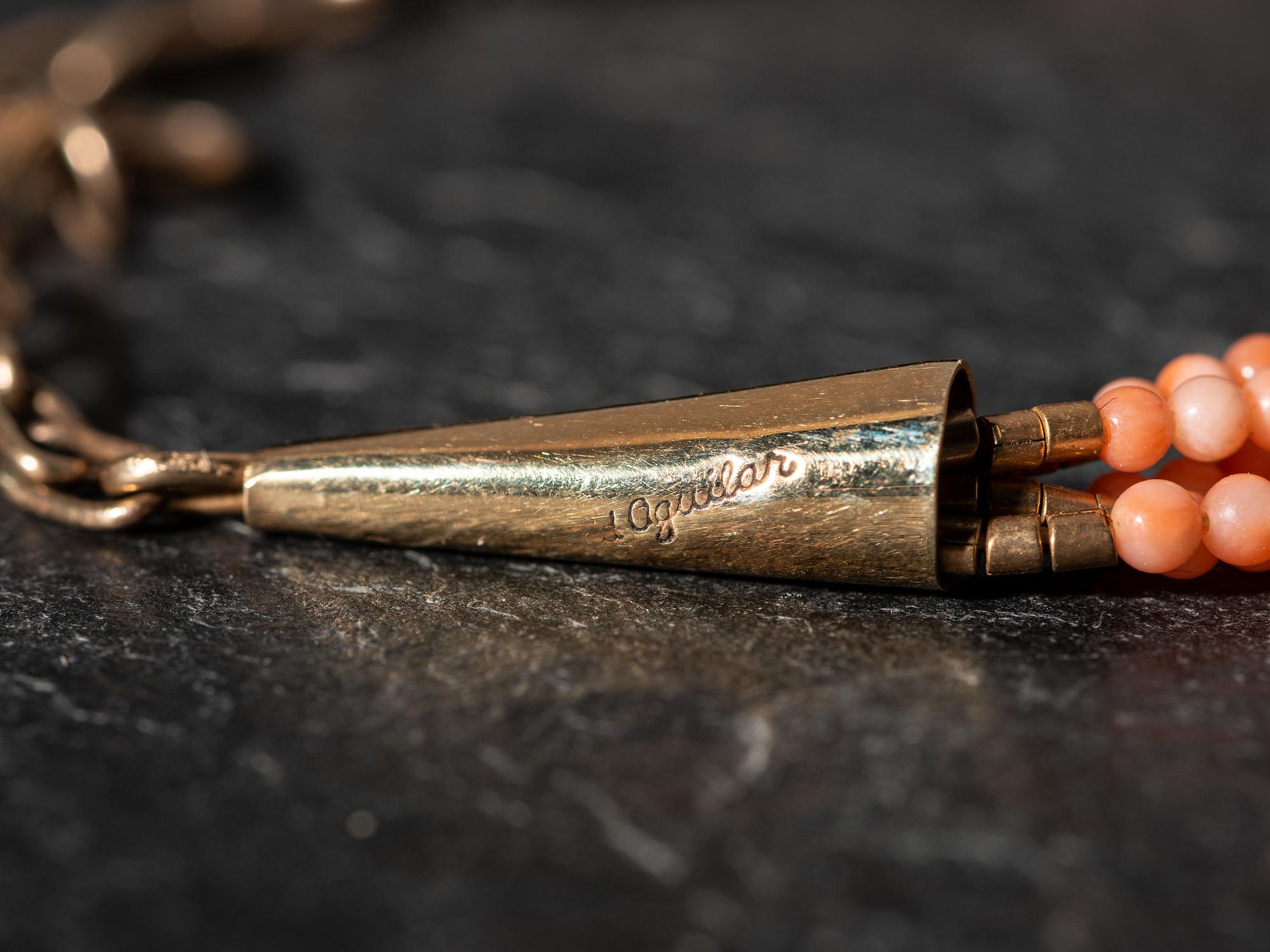 Pink Coral and 14K Gold Multi-strand Necklace