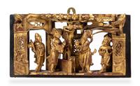 Three Chinese Gilt Lacquered Wood Panels