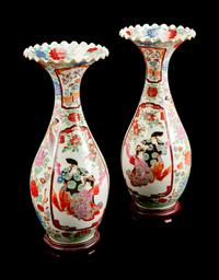 A Pair of Kutani Porcelain Vases — MEIJI PERIOD
