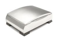 A Hungarian Silver Table Top Cigarette Case, Maker's Mark TL, Second Quarter 20th Century, the bowed lid above the conforming case, rai