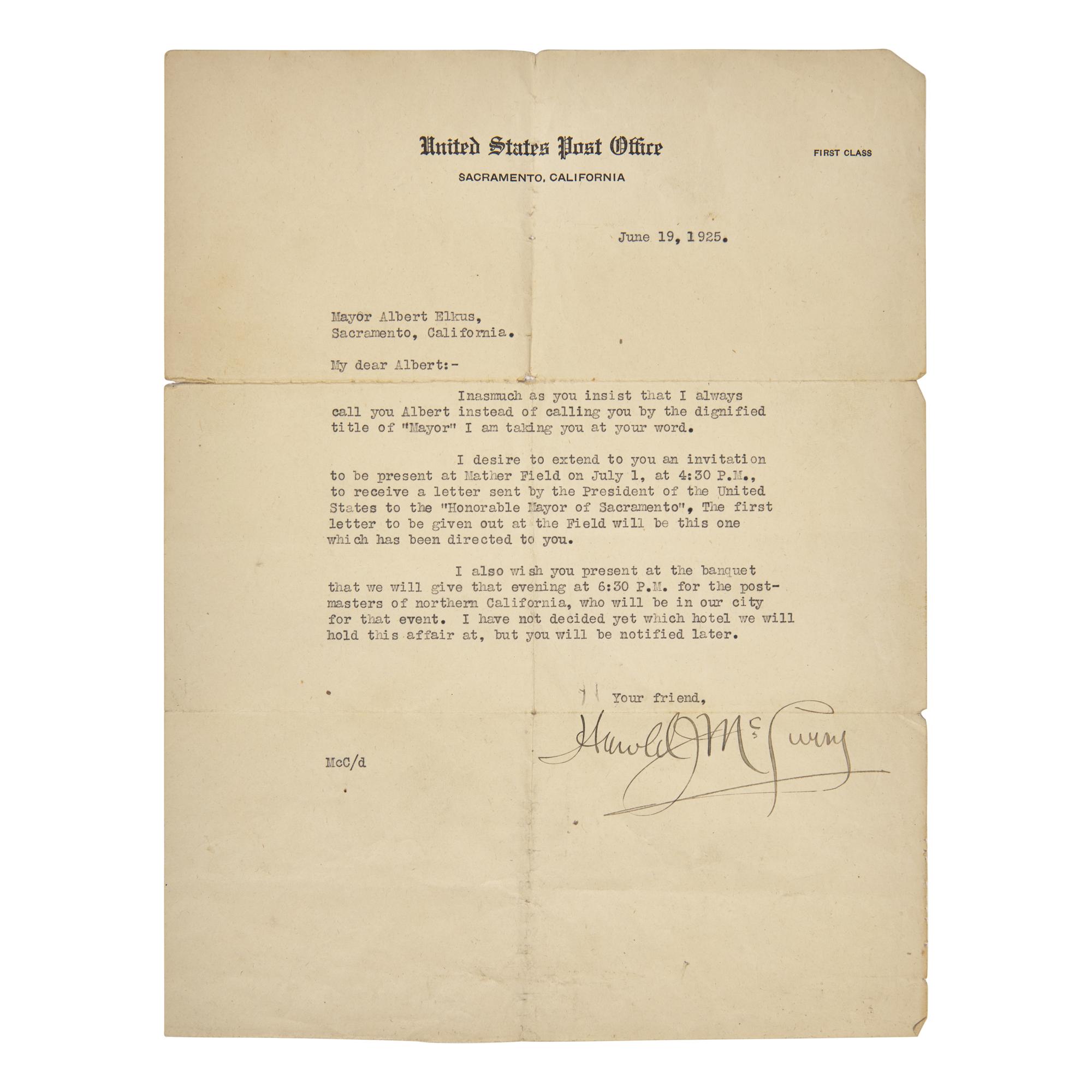 [Presidential] Coolidge, Calvin. Typed Letter, signed
