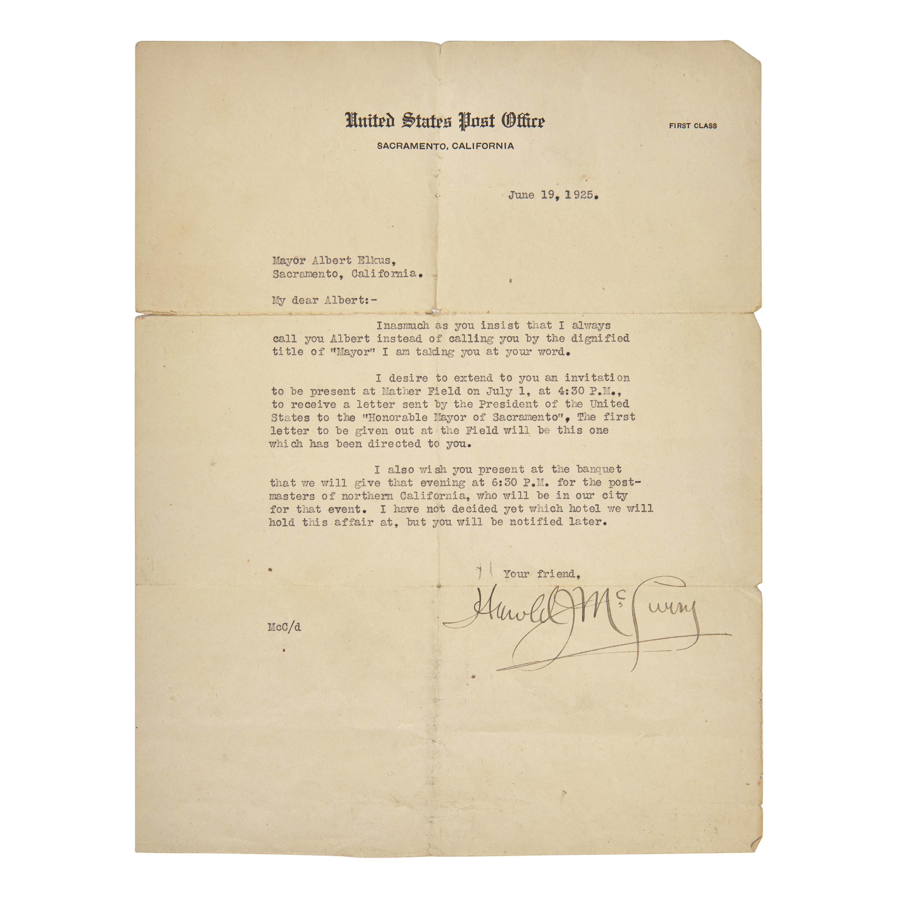 [Presidential] Coolidge, Calvin. Typed Letter, signed