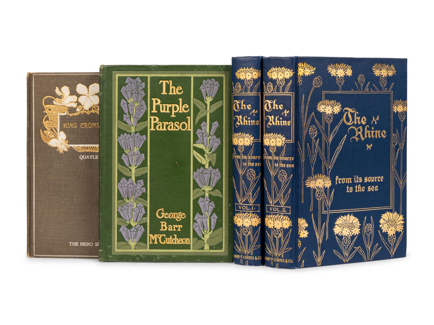 [PUBLISHER'S TRADE BINDINGS - AMERICAN]. A group of 3 works in 4 volumes with bindings featuring floral designs, comprising: