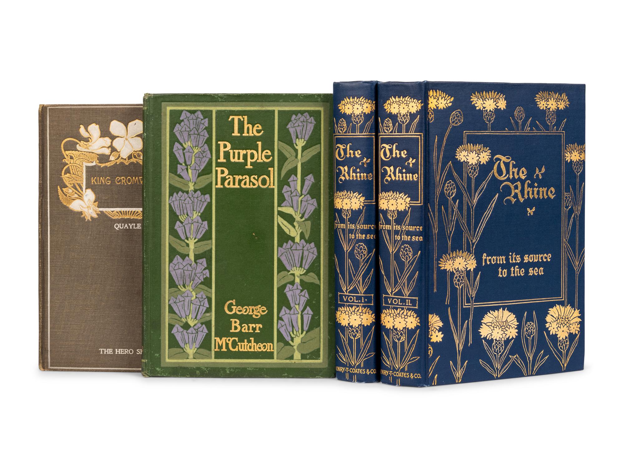 [PUBLISHER'S TRADE BINDINGS - AMERICAN]. A group of 3 works in 4 volumes with bindings featuring floral designs, comprising: