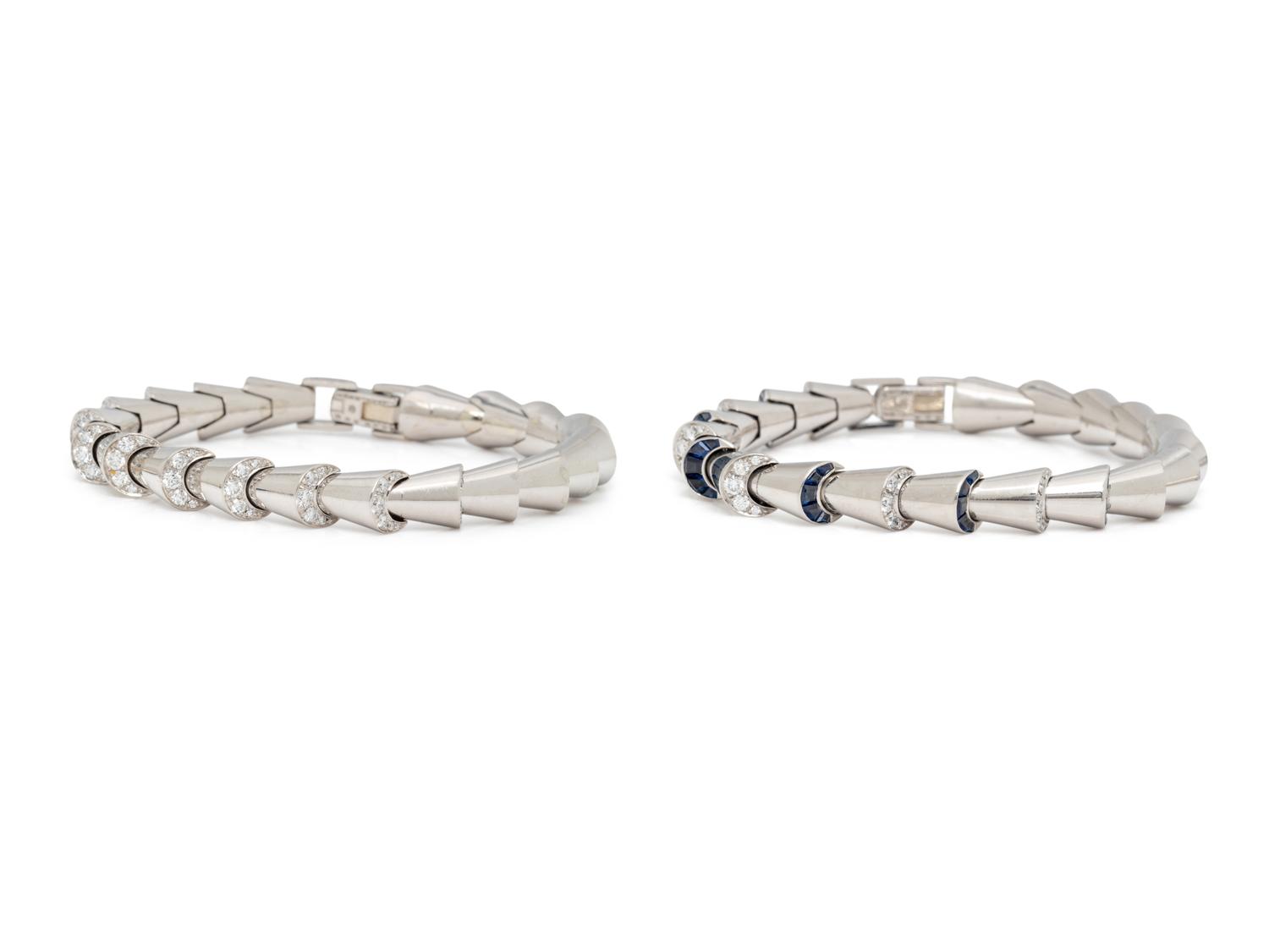 OSCAR HEYMAN, PAIR OF DIAMOND AND SAPPHIRE 'CORNUCOPIA' BRACELETS