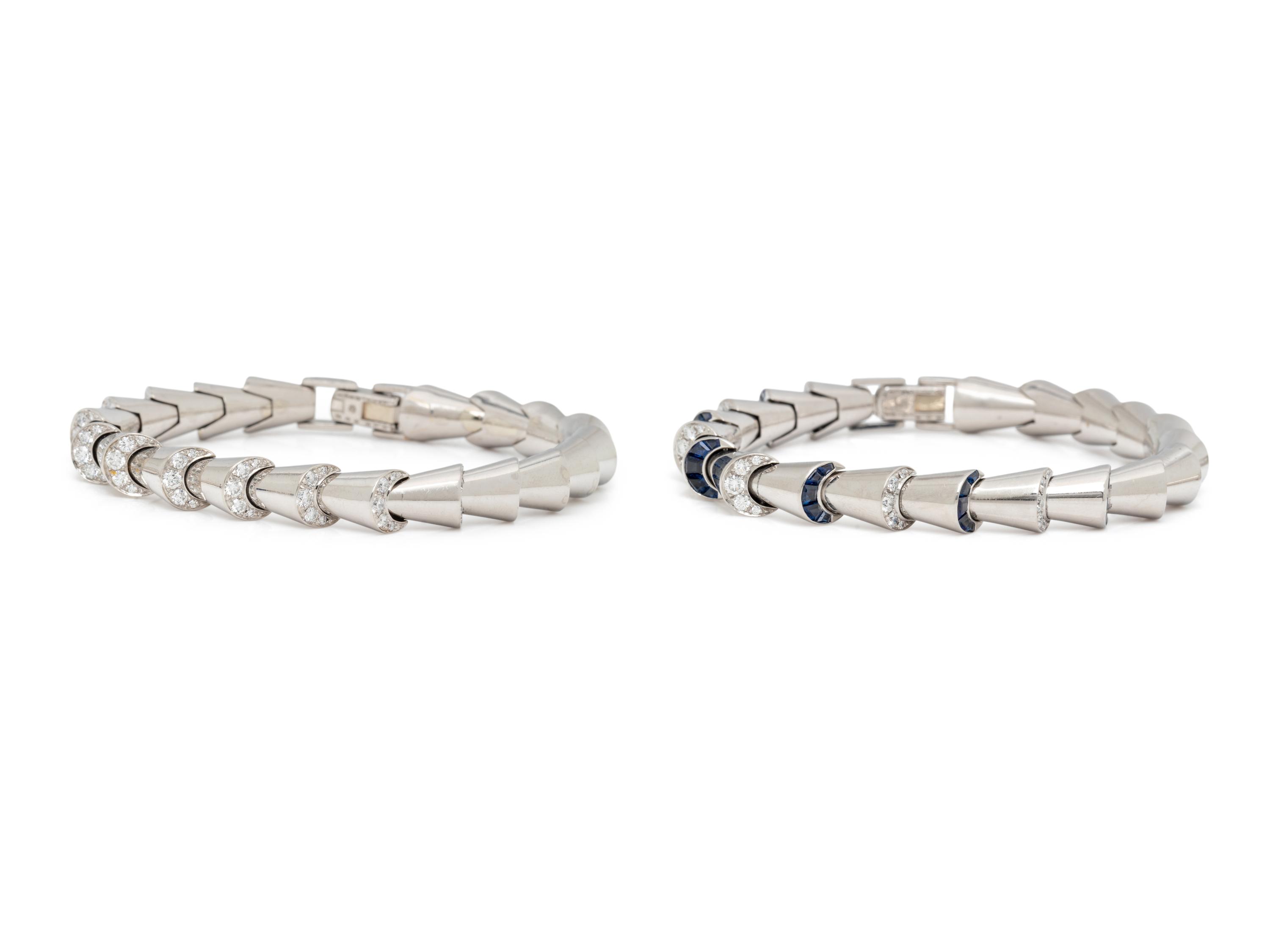 OSCAR HEYMAN, PAIR OF DIAMOND AND SAPPHIRE 'CORNUCOPIA' BRACELETS