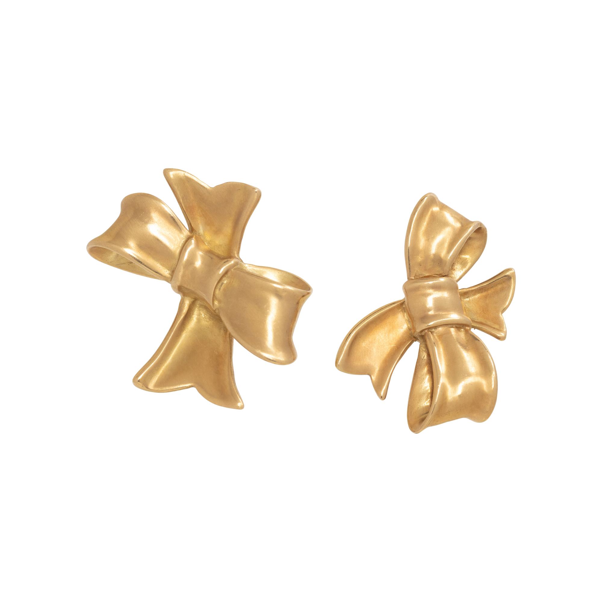 ANGELA CUMMINGS, YELLOW GOLD BOW EARCLIPS