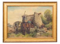 Peter Moran, (American, 1841-1914), Watering at the Well