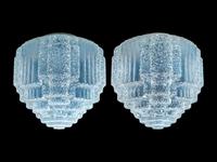 A Pair of French Opalescent Glass Hanging Fixtures