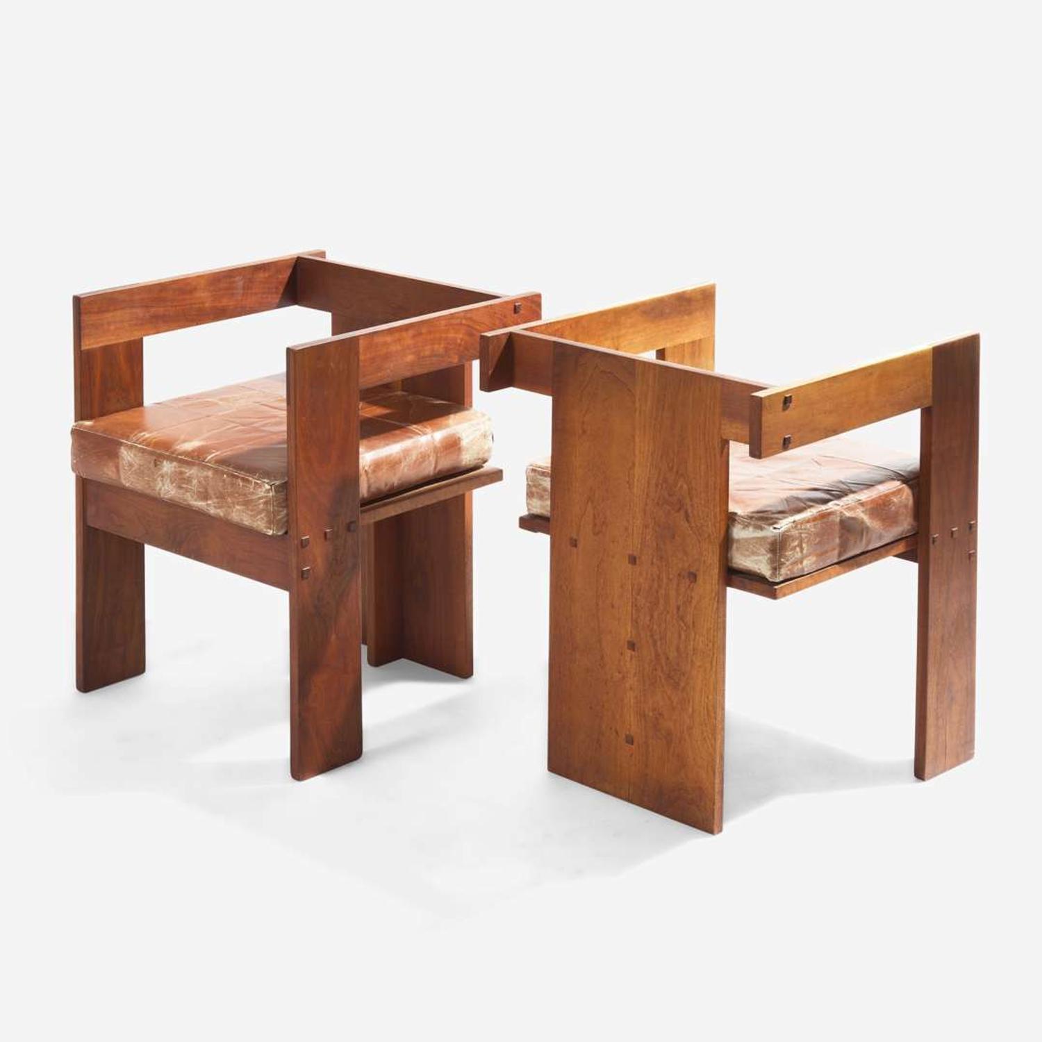 American Modern Set of Six Studio Made Dining Armchairs, likely USA, circa 1940s