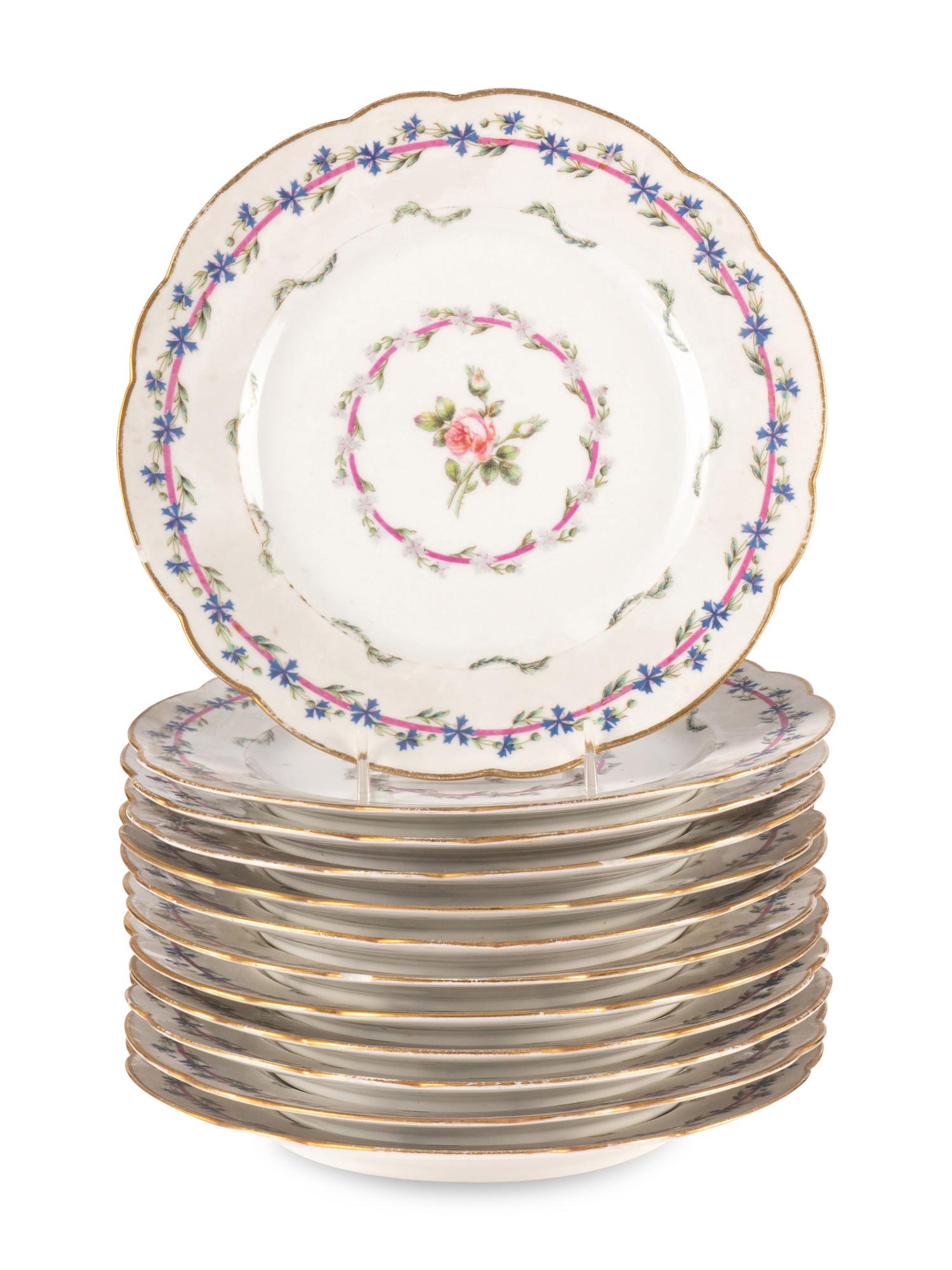 A Delinieres & Co Painted Porcelain Dessert Service
