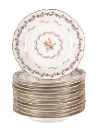 A Delinieres & Co Painted Porcelain Dessert Service