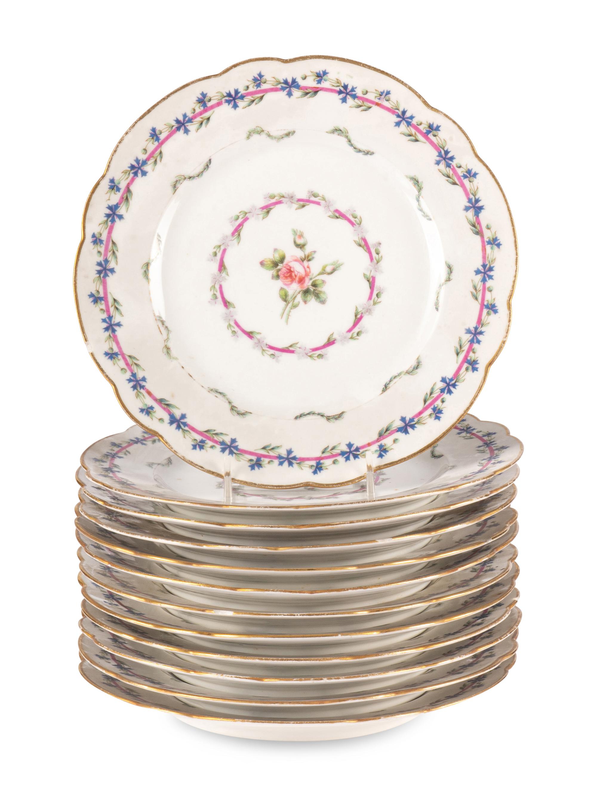 A Delinieres & Co Painted Porcelain Dessert Service