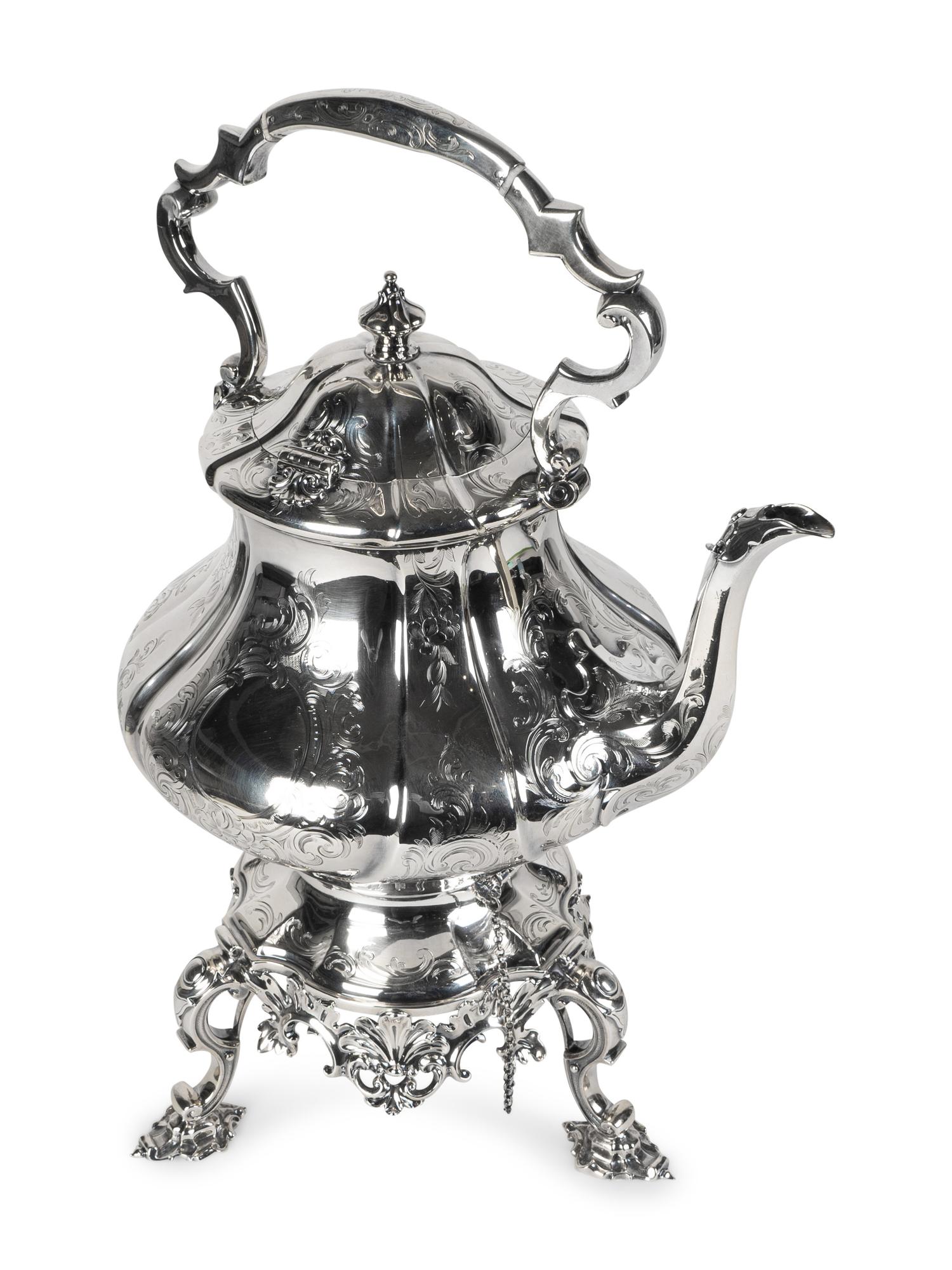 A Victorian Silver Hot Water Kettle-on-Stand — EDWARD & JOHN BARNARD, LONDON, 1853