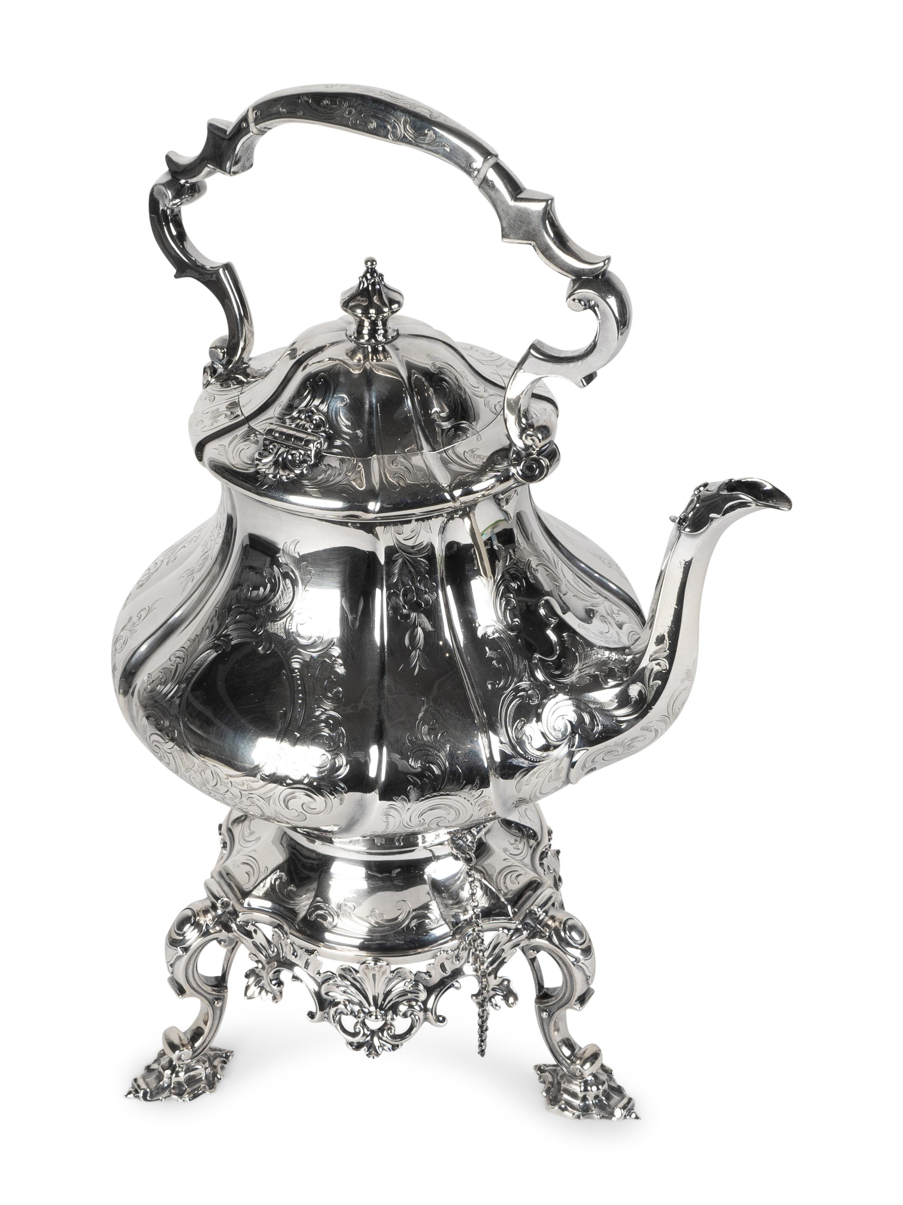 A Victorian Silver Hot Water Kettle-on-Stand — EDWARD & JOHN BARNARD, LONDON, 1853