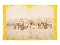 [NATIVE AMERICANS]. BEAMAN, E.O., photographer. Powell Expedition stereoview of Navajos Living in Northern New Mexico.