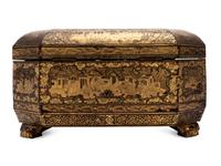A Chinese Export Lacquered Tea Caddy