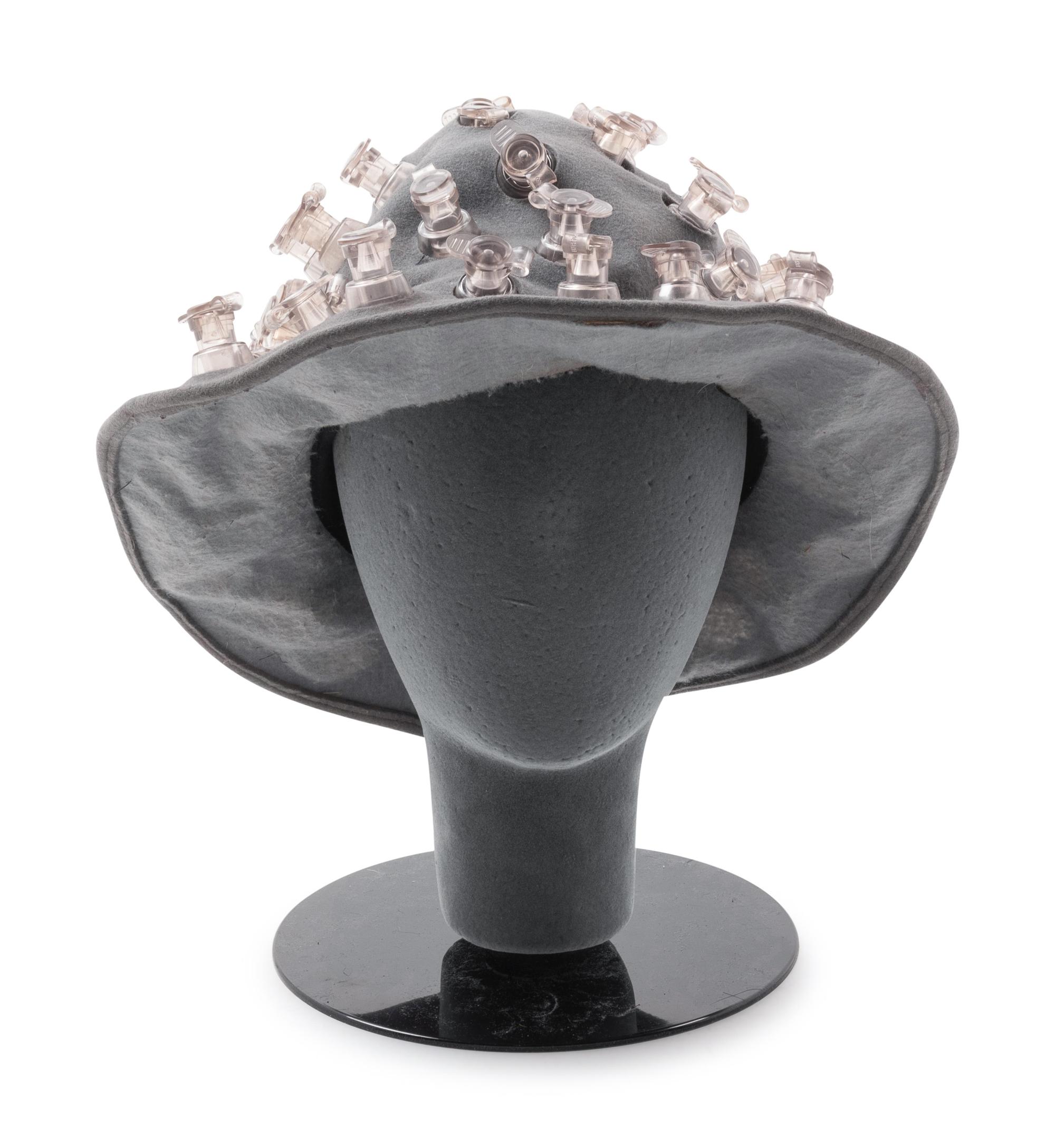 Black Issey Miyake Felt Hat with Inflation Valves, 1990s