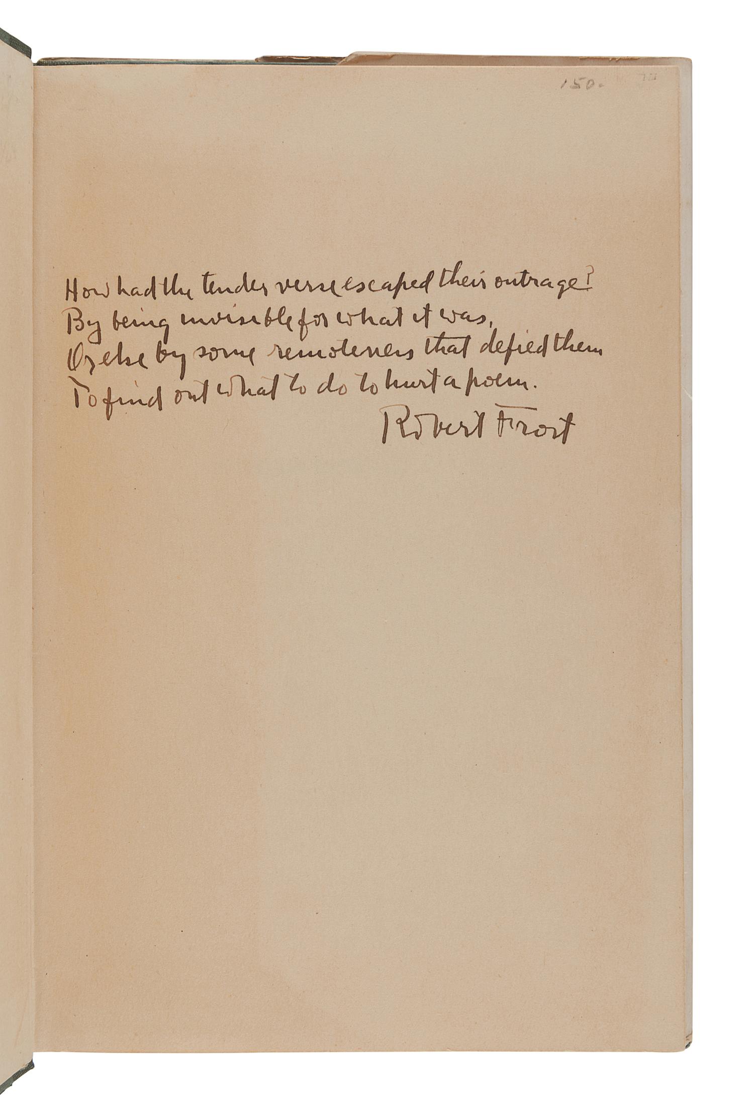 FROST, Robert (1874-1963). Mountain Interval. New York: Henry Holt and Company, 1924.
