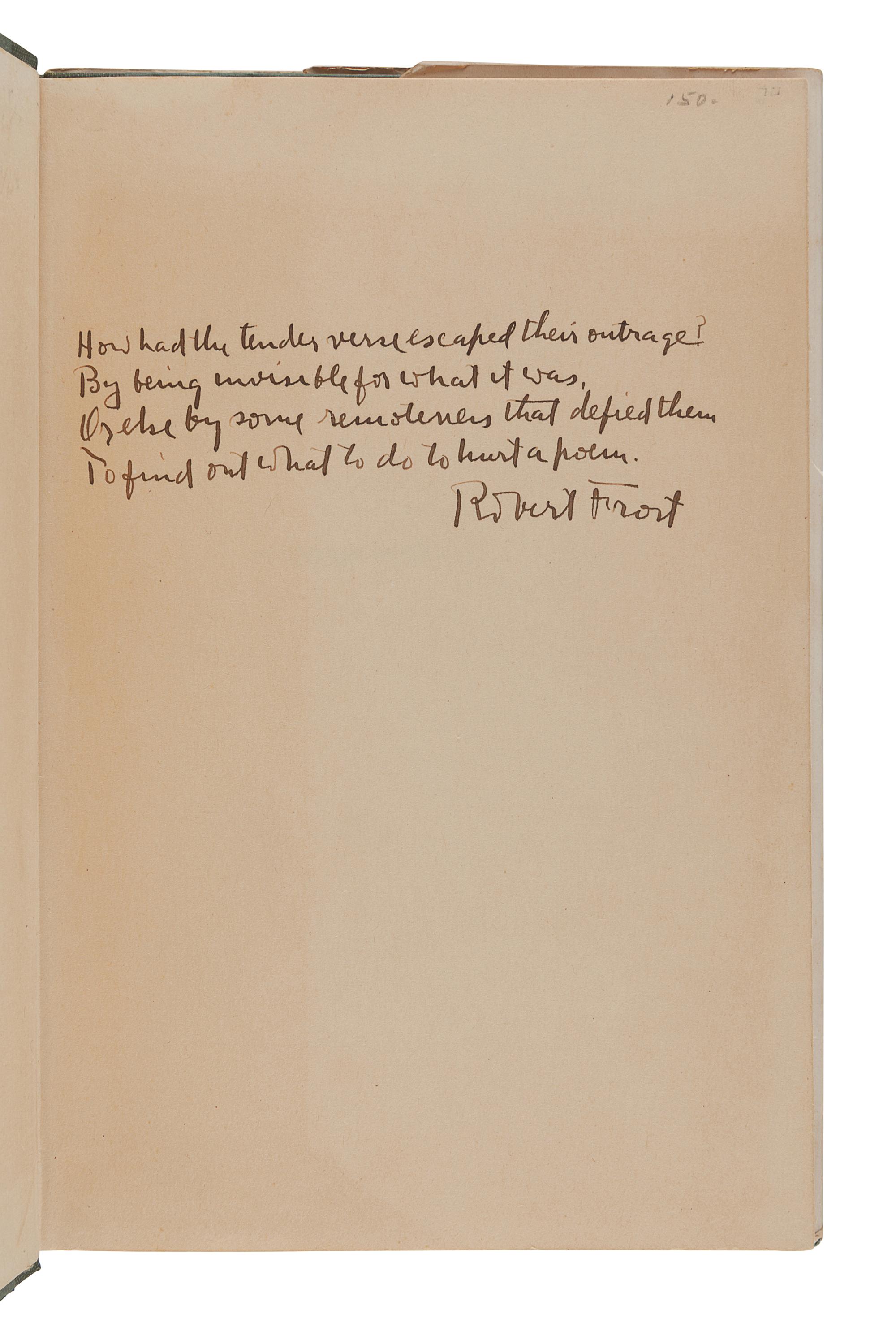 FROST, Robert (1874-1963). Mountain Interval. New York: Henry Holt and Company, 1924.