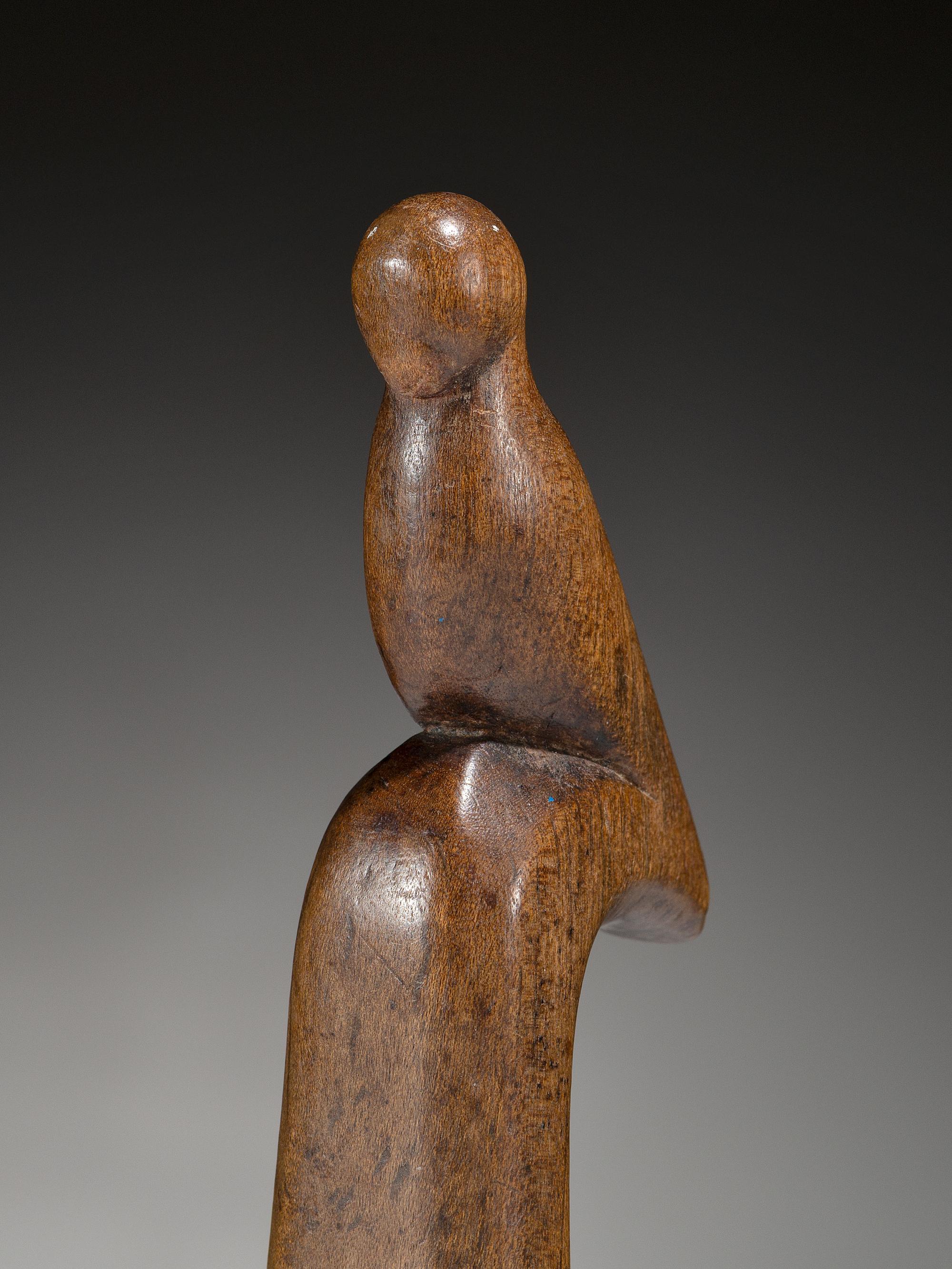 Anishinaabe Wood Ladle, with Bird Effigy