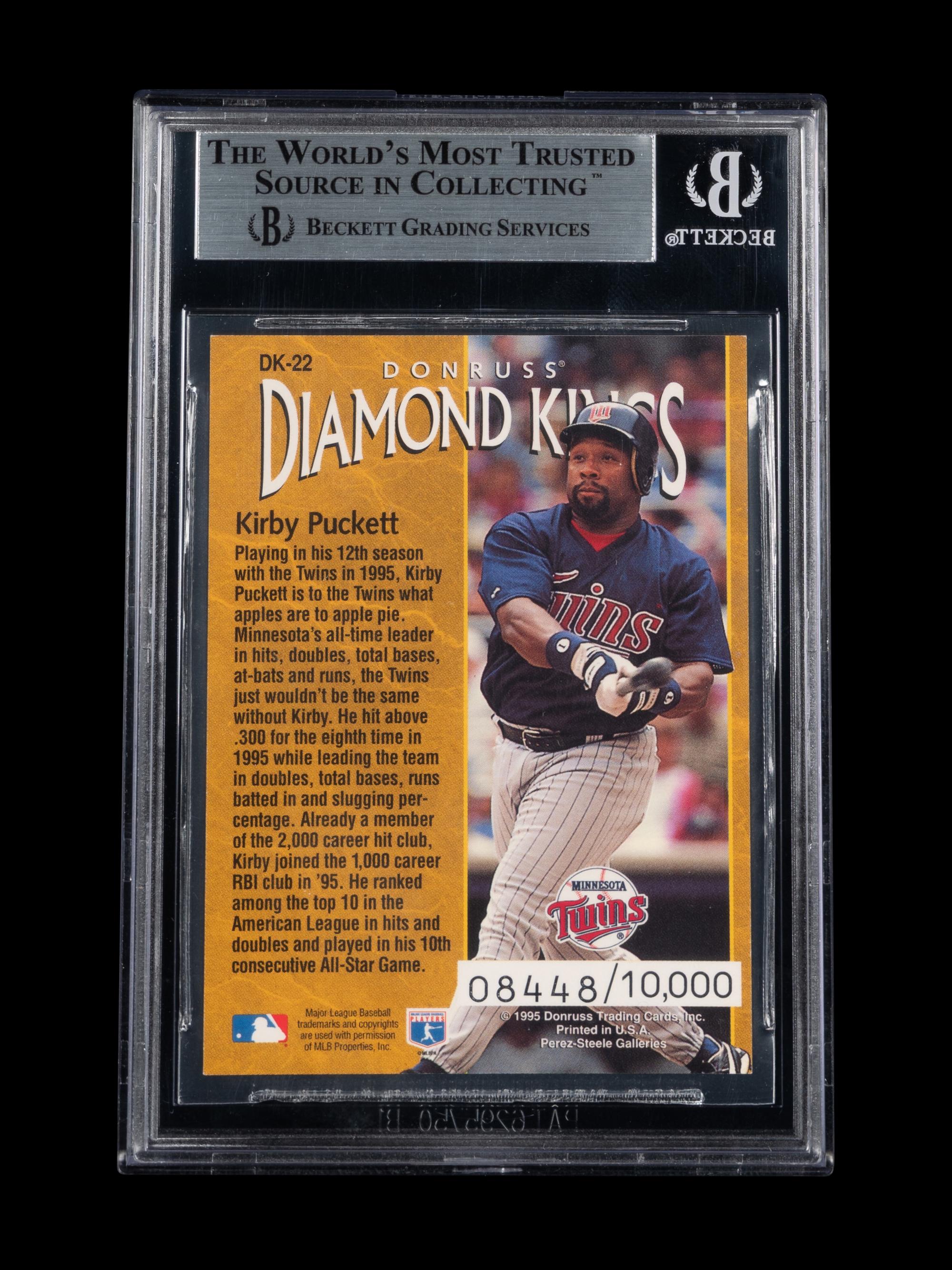 A 1996 Donruss Diamond Kings Kirby Puckett Signed Autograph Baseball Card No. DK-22 (Beckett Authentication Services BAS Certified)