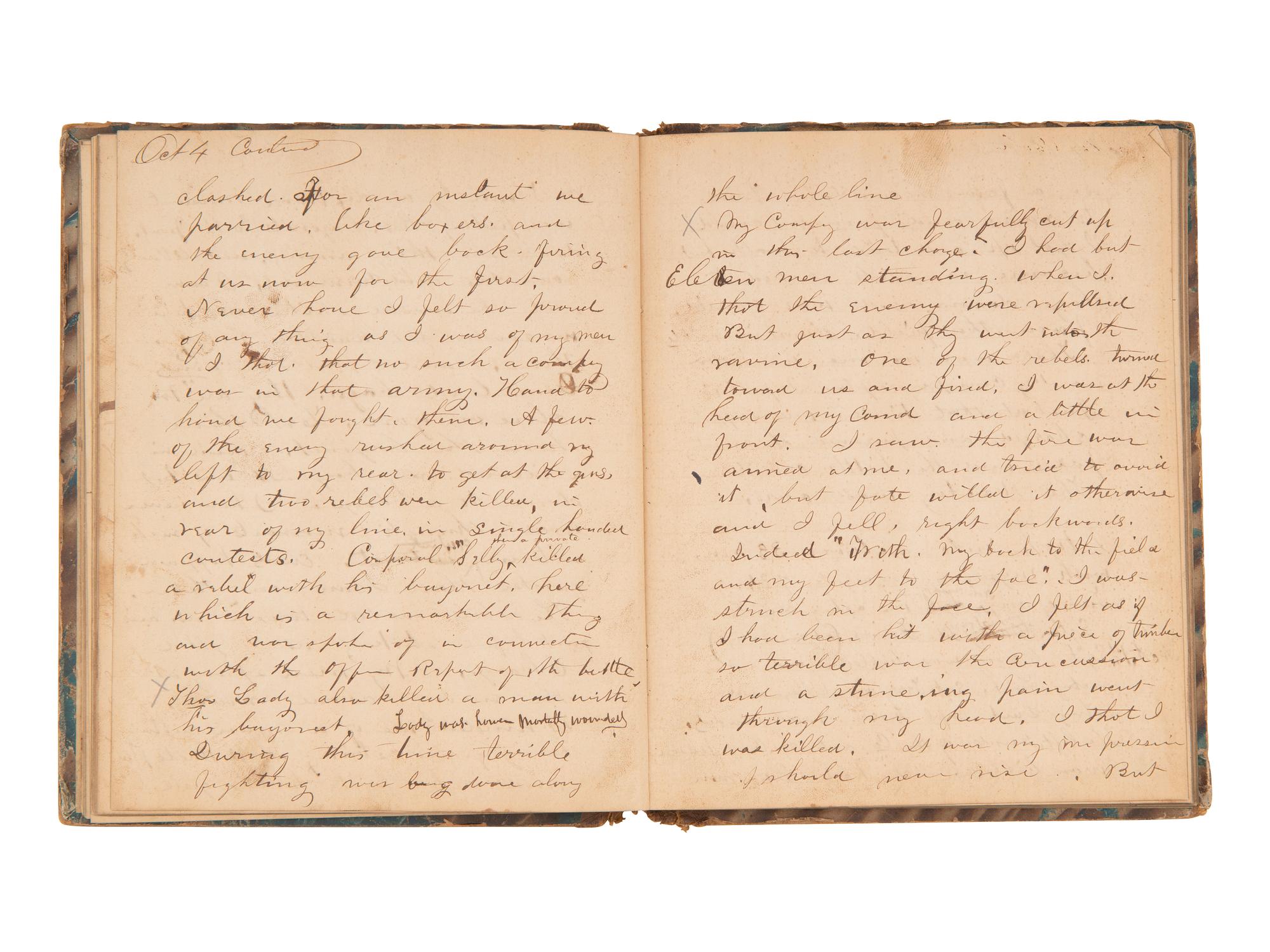 JACKSON, Col. Oscar L. (1840-1920). Five journals, incl. descriptions of Oscar L. Jackson's political activism during the 1860 campaign and his service with 63rd OVI, with campaign broadside noting Jackson as a speaker.