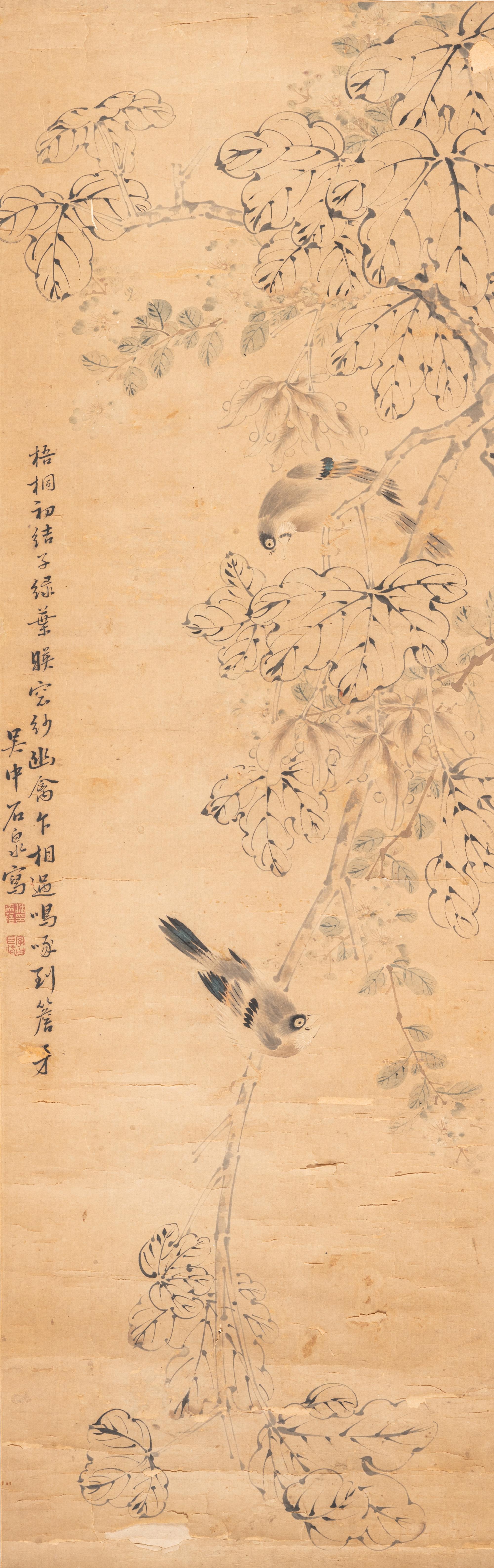 Two Chinese Paintings Depicting Birds and Flowers