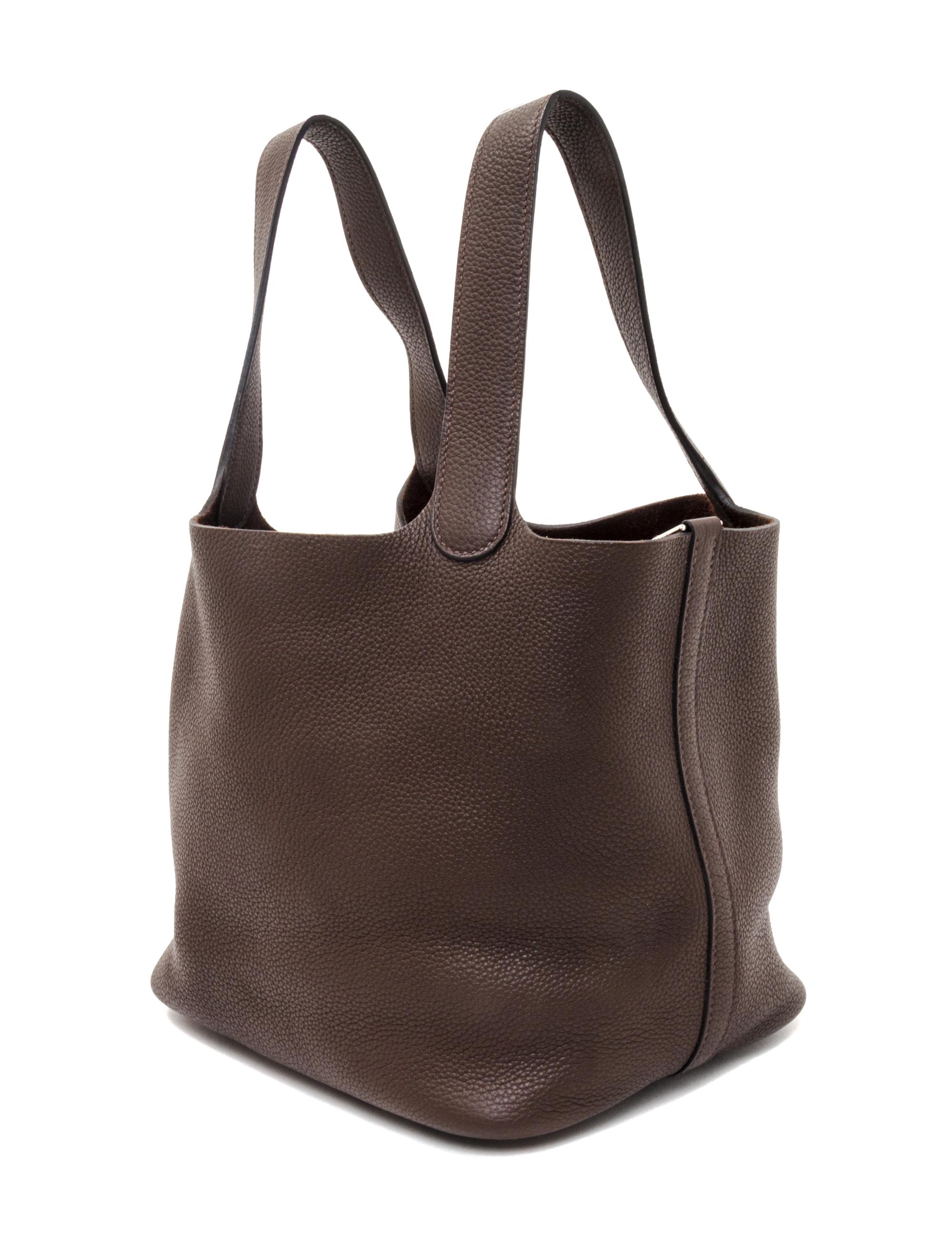 An Hermes Cafe Taurillon Clemence Picotin Lock MM Handbag, 9" x 8.5" x 7".