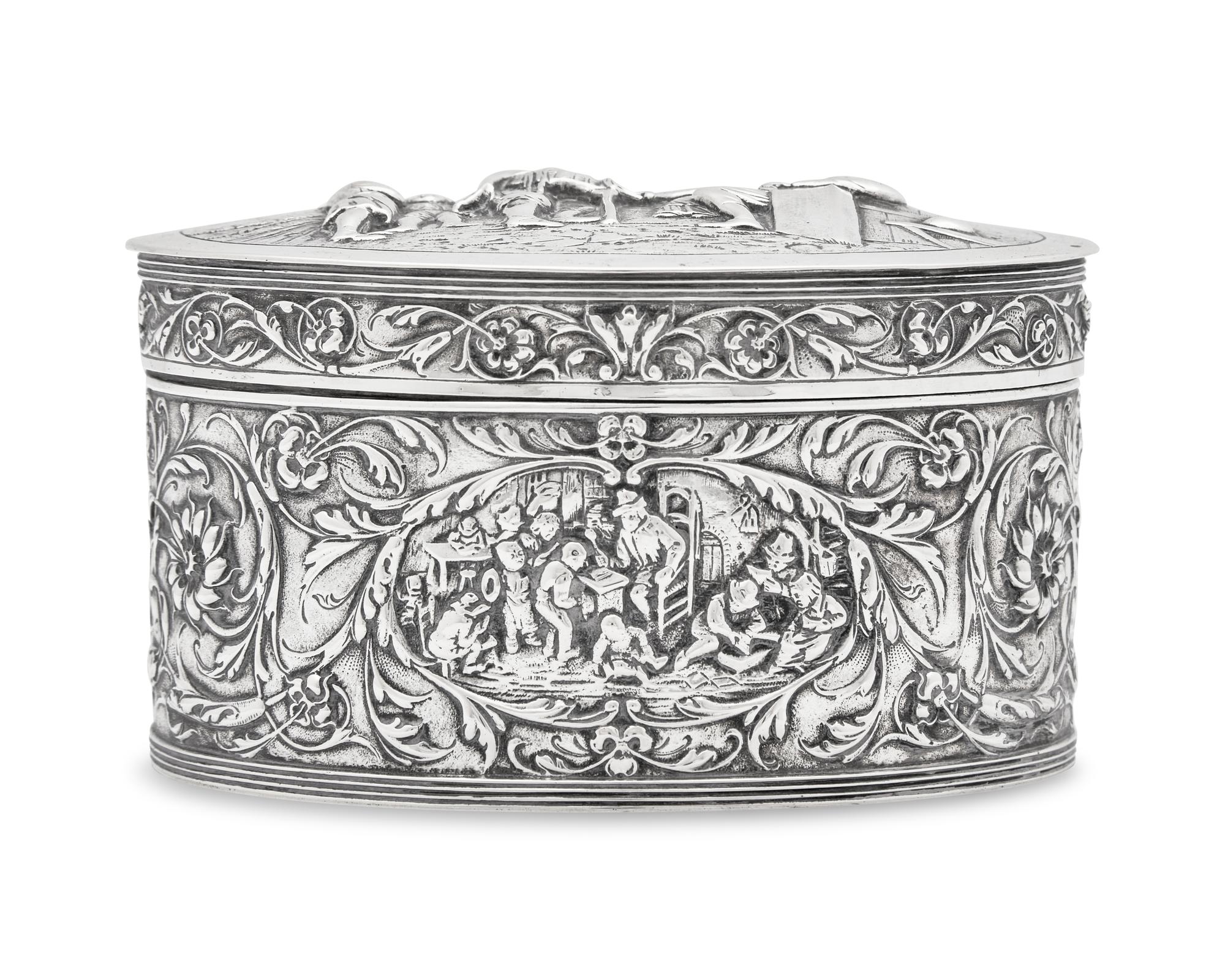A Dutch Silver Tea Caddy